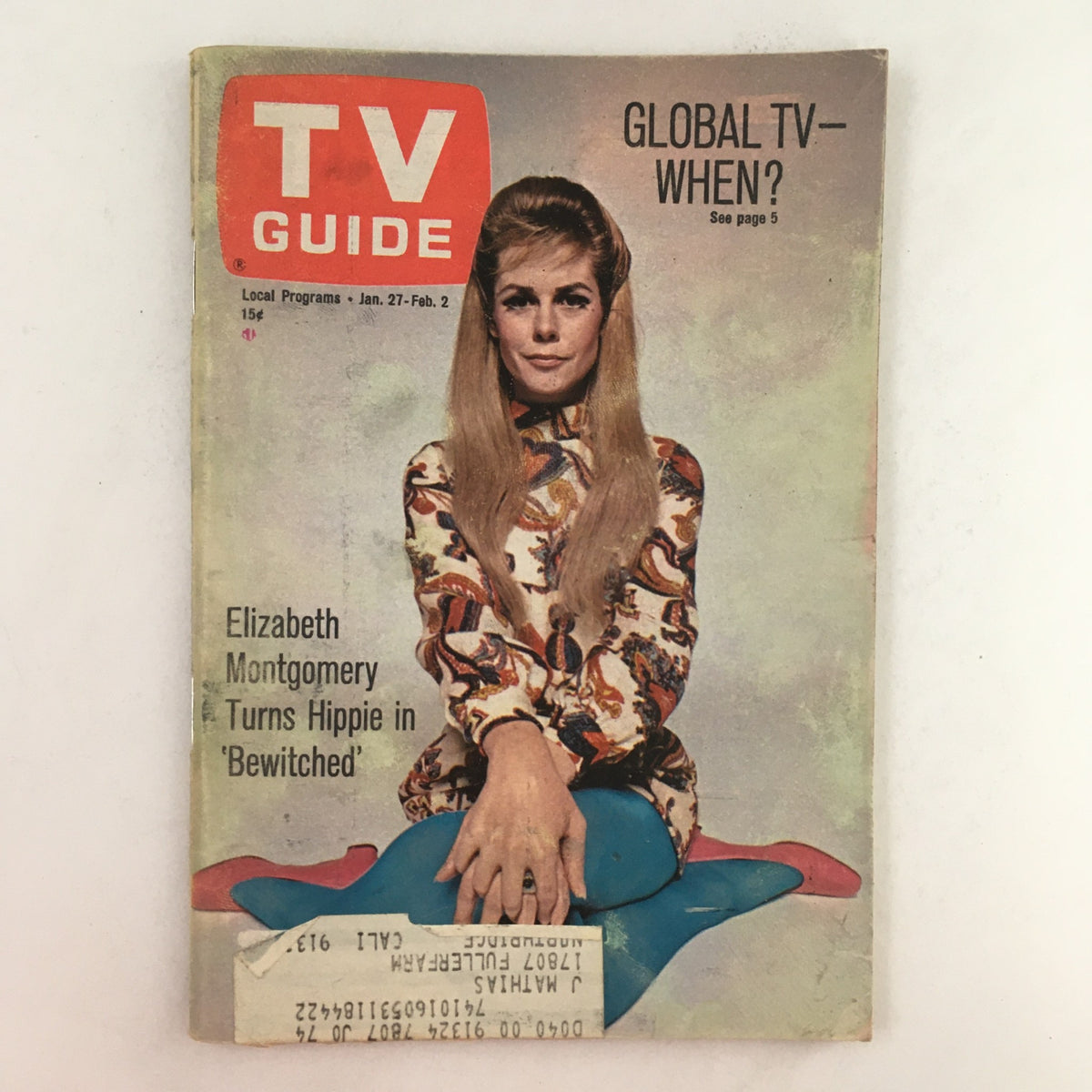 TV Guide January 27 1968 #774 featuring Elizabeth Montgomery on the cover, showcasing a colorful design and nostalgic vibe, perfect for collectors of vintage television memorabilia.