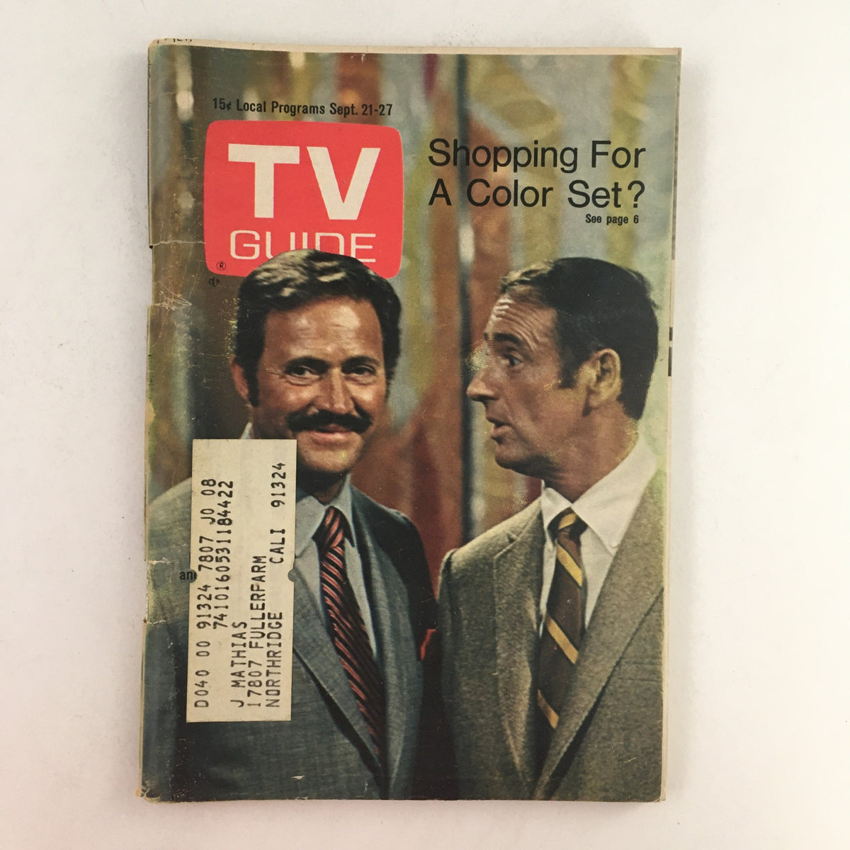 TV Guide September 21 1968 #808 featuring Dan Rowan and Dick Martin on the cover, showcasing vintage television memorabilia.