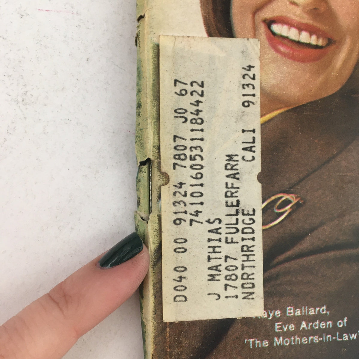 Close-up of address label on the TV Guide December 9, 1967, indicating its ownership and journey through time.