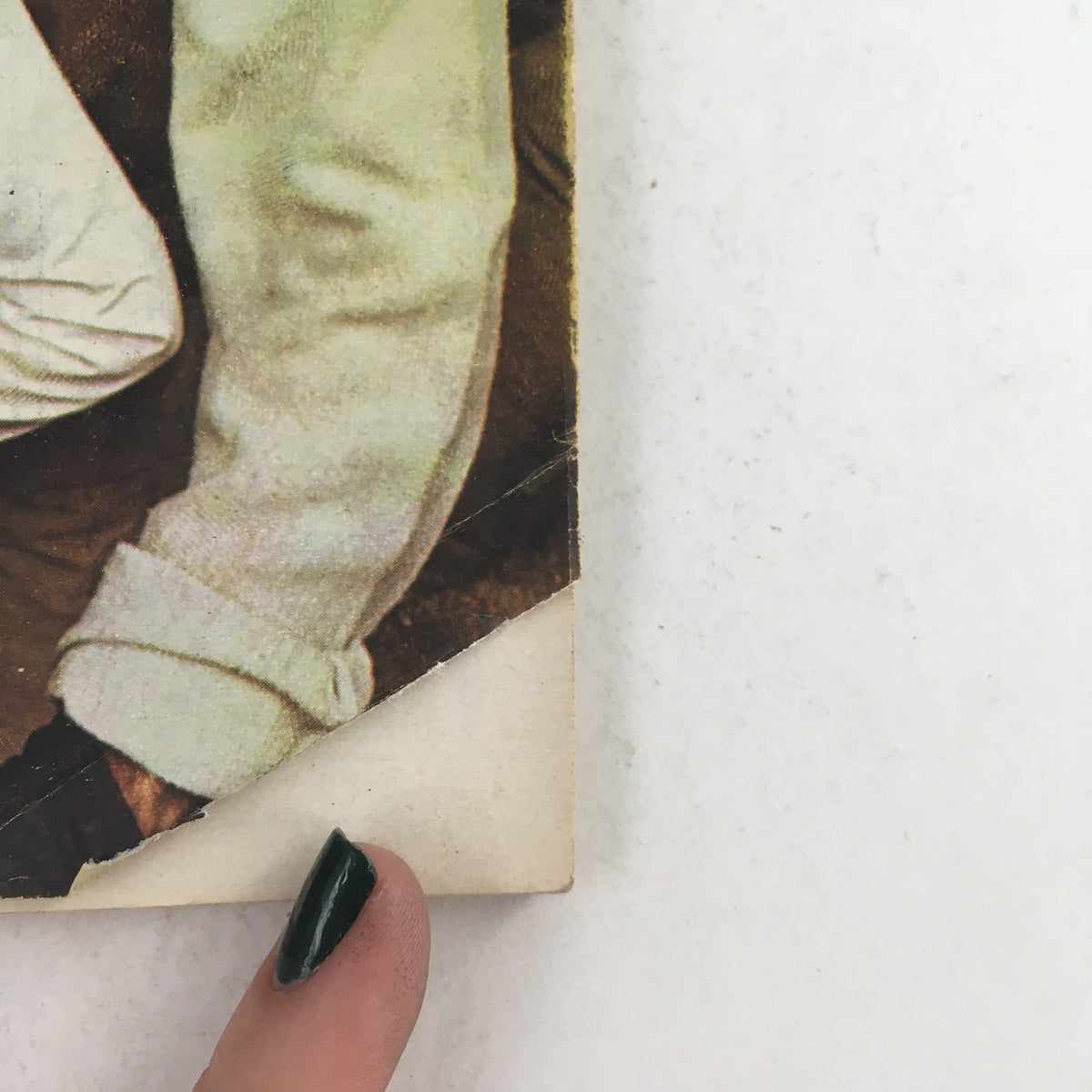 Close-up of the corner of TV Guide June 15 1968 #794 showing worn edges, emphasizing its vintage condition and historical value.