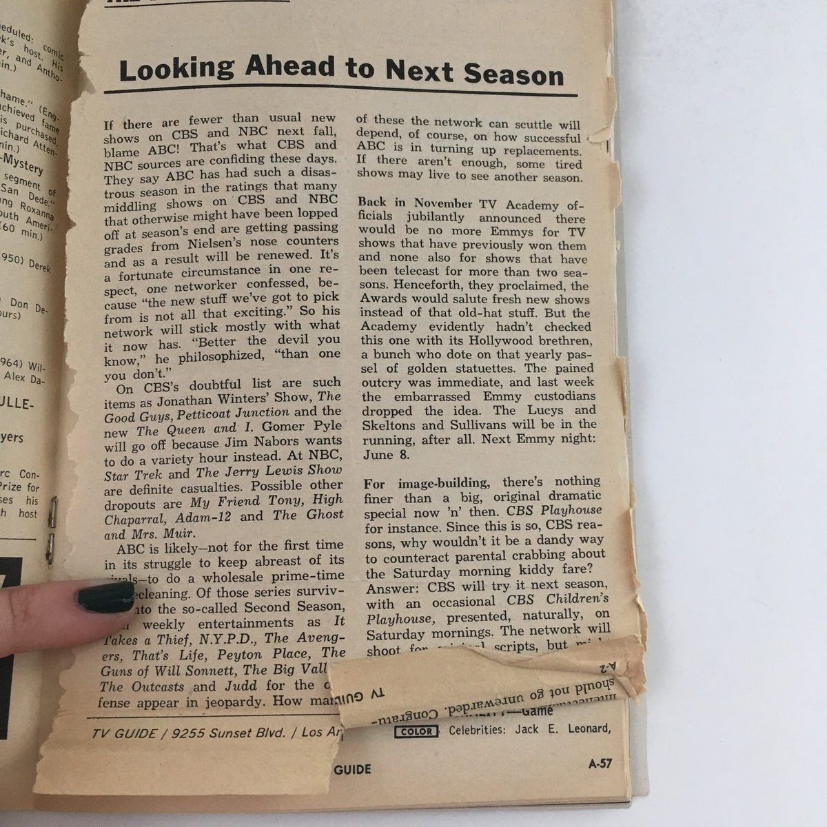 An article page from TV Guide February 1, 1969 #827 discussing upcoming television shows and programming changes for the following season.