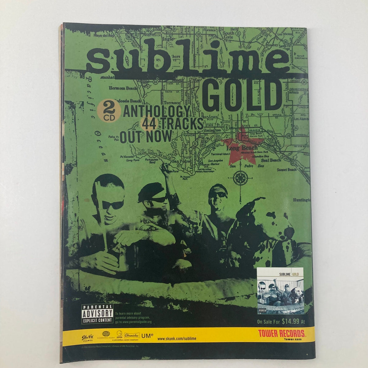 Back cover of High Times Magazine June 2006 featuring an advertisement for Sublime's Gold anthology, promoting 44 tracks and showcasing music culture connections.
