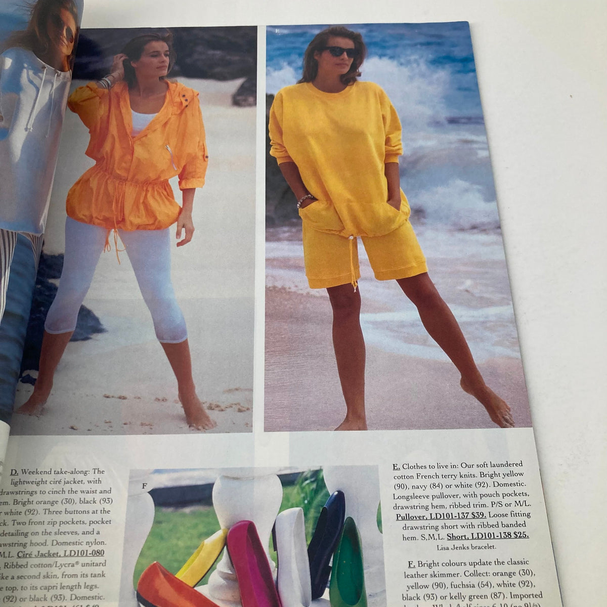 Spring 1992 Collection Victoria's Secret No. 10 Catalog presenting sporty yellow attire on models at the beach, demonstrating vibrant summer fashion.