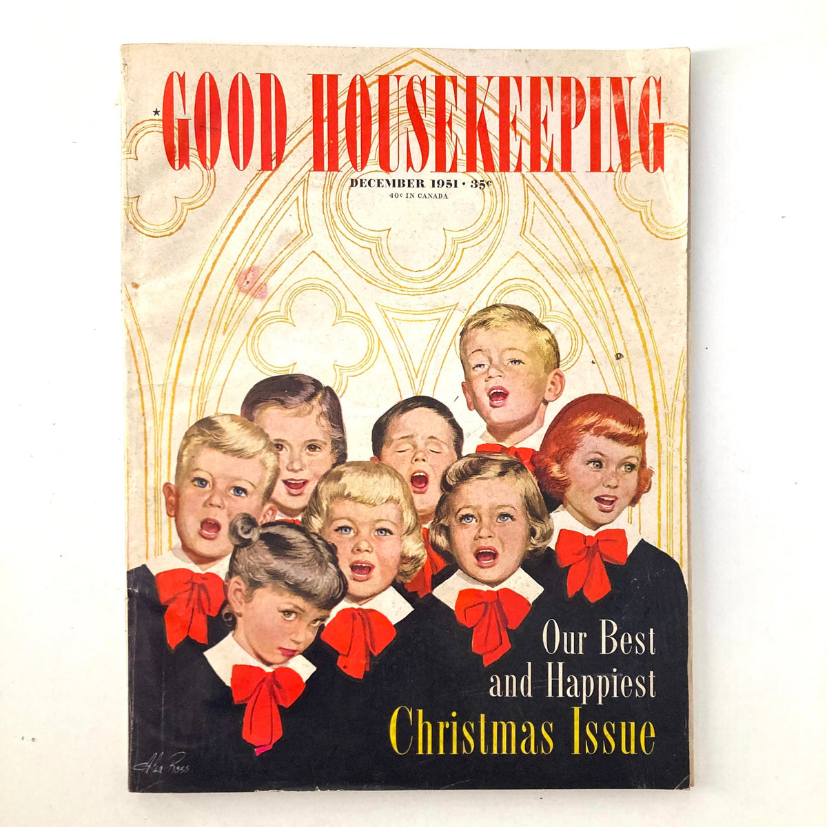 Cover of the VTG Good Housekeeping Magazine December 1951 Christmas Issue featuring children in festive attire, embodying the spirit of the holiday season.