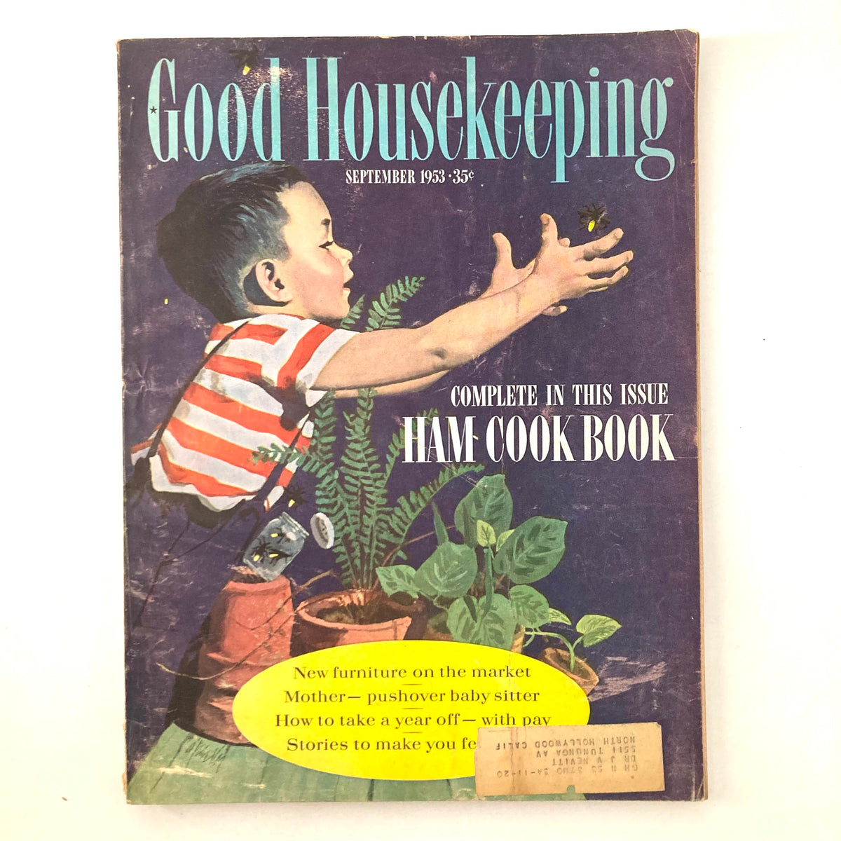 Cover of VTG Good Housekeeping Magazine September 1953 featuring a boy reaching out, promoting the Complete Ham Cook Book.