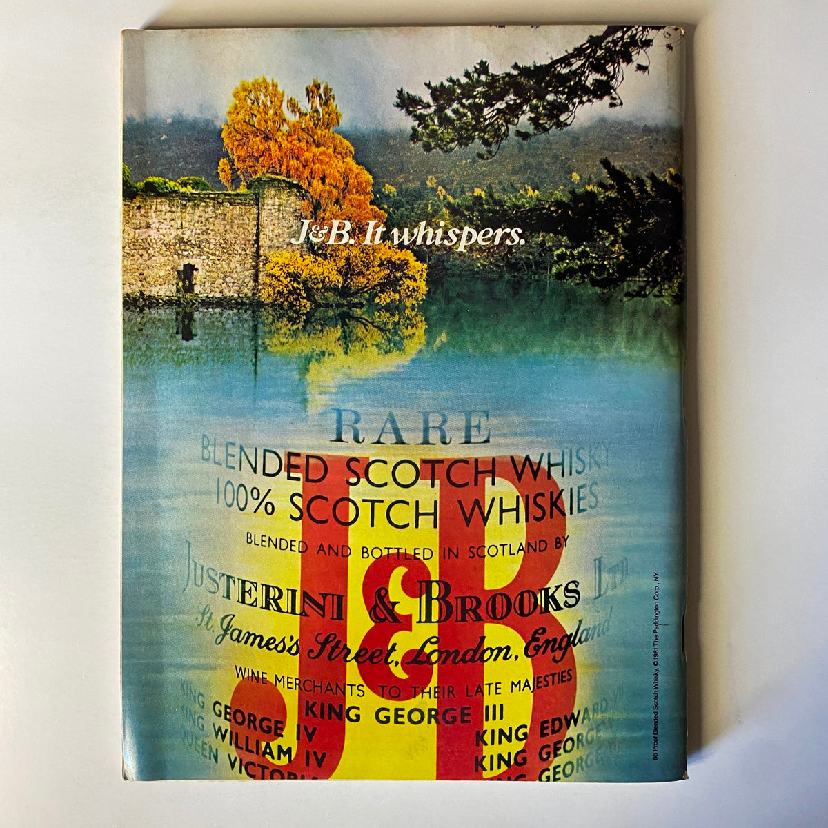 Forbes Magazine April 11, 1983 - Back cover featuring an advertisement for J&B Scotch Whisky, merging visuals of nature with branding.