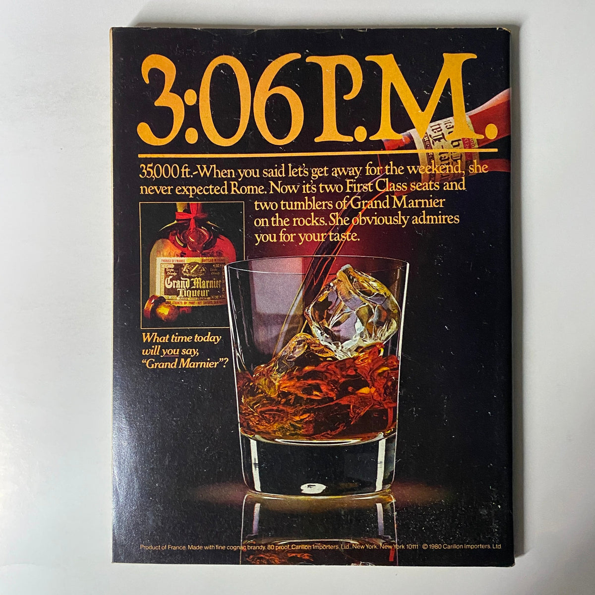 Forbes Magazine October 13, 1980 cover featuring the title '3:06 P.M.' with an advertisement for Grand Marnier showcasing a drink in a glass with ice.