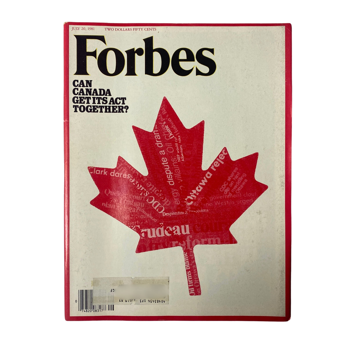 Cover of Forbes Magazine, July 20, 1981, titled 'Can Canada Get Its Act Together?' featuring a red maple leaf design.