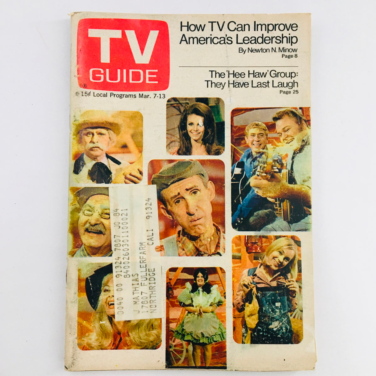 TV Guide March 7 1970 Vol 18 #10 cover featuring Gordie Tapp and Louis Jones, showcasing highlights from popular television shows of the 1970s.