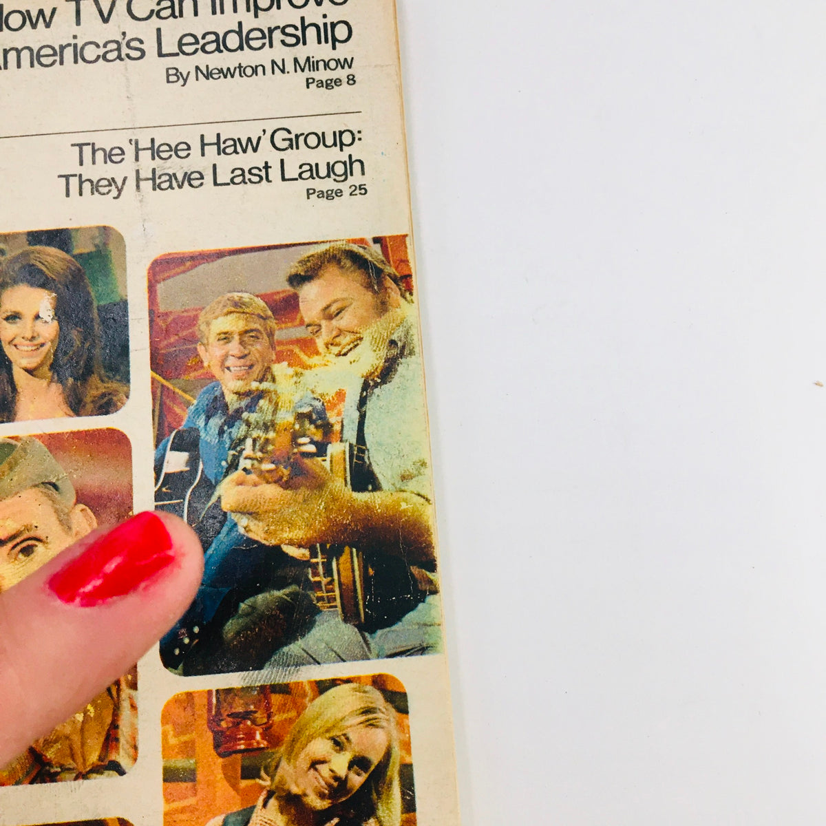 Close-up of the TV Guide March 7 1970 Vol 18 #10 cover, emphasizing the featured entertainers and television program pages.