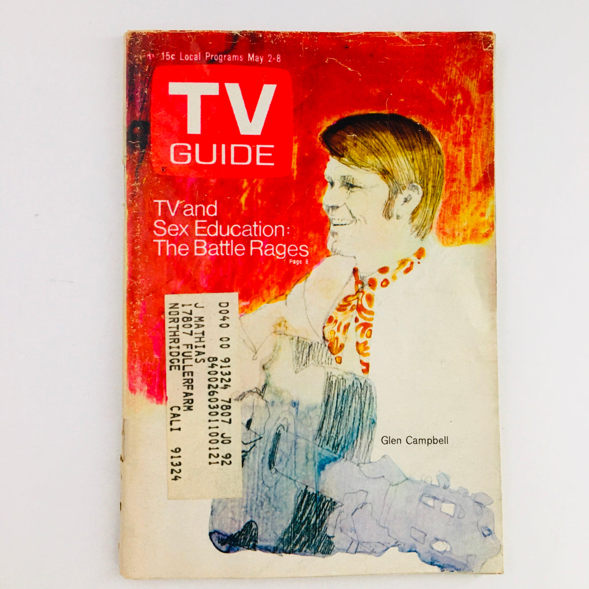 TV Guide May 2 1970 Vol 18 #18 featuring Glen Campbell on the cover, showcasing vibrant artwork and vintage styling, ideal for collectors.