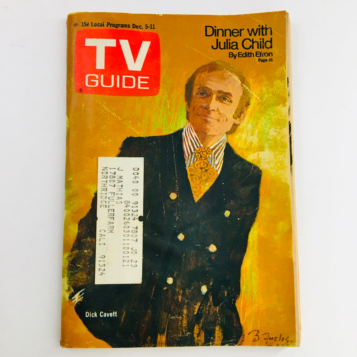 TV Guide December 5 1970 Vol 18 #49 Dick Cavett Cover Photo, Los Angeles CA