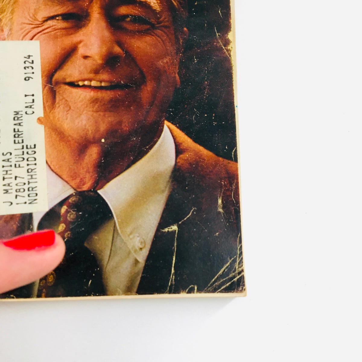 Detailed view of the TV Guide June 6 1970 Vol 18 #23 Robert Young Cover Photo, featuring Robert Young with a visible address label, highlighting its vintage charm.