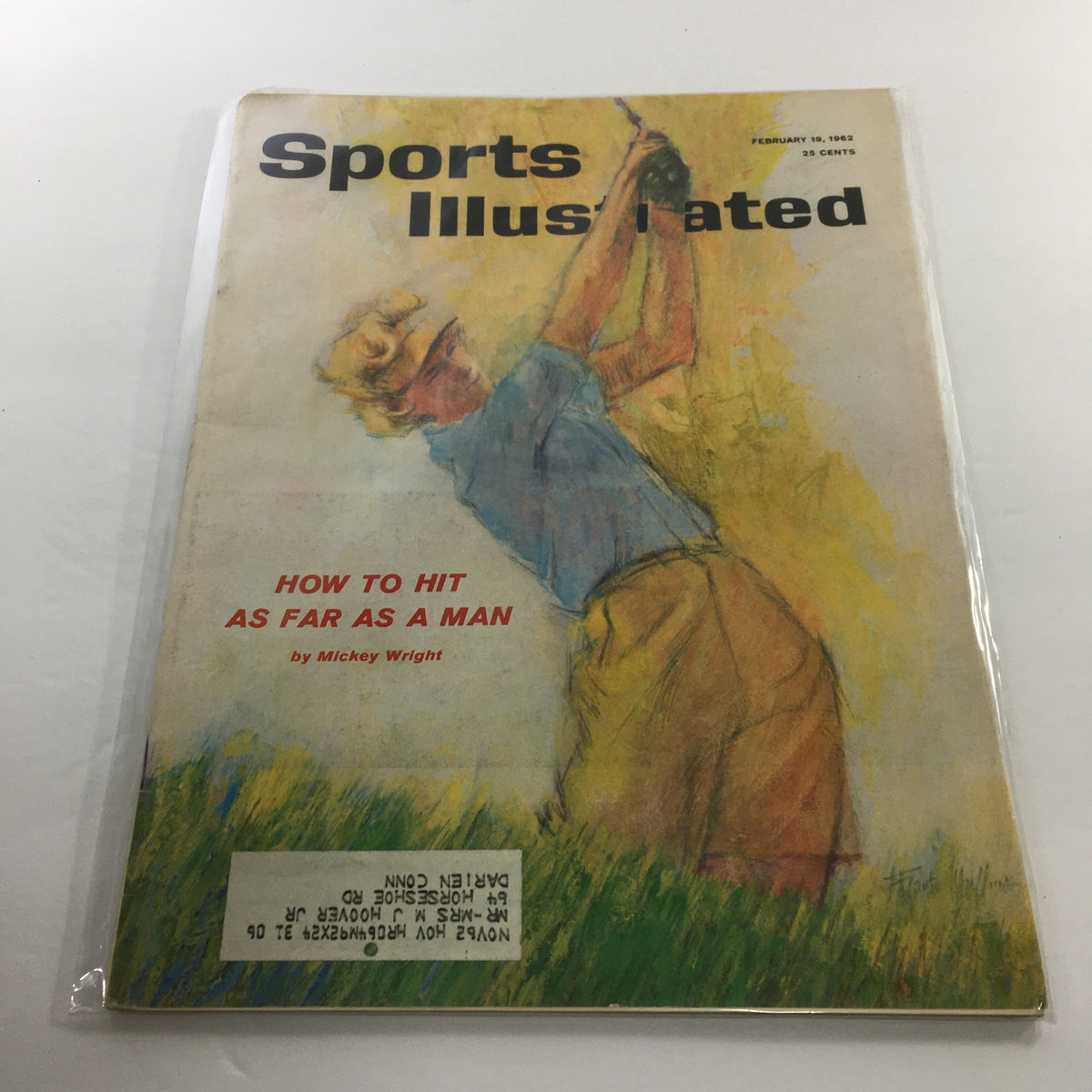 Vintage Sports Illustrated magazine cover from February 19, 1962, featuring Mickey Wright and the article 'How To Hit As Far As A Man.'
