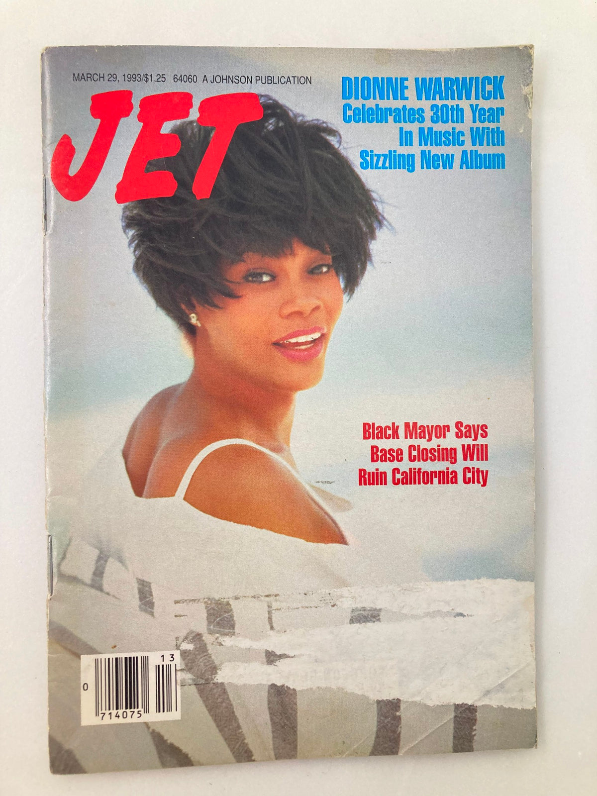 Jet Magazine cover from March 29, 1993, Vol 83 #22 featuring Dionne Warwick, highlighting her new album and celebrating her 30th year in music.