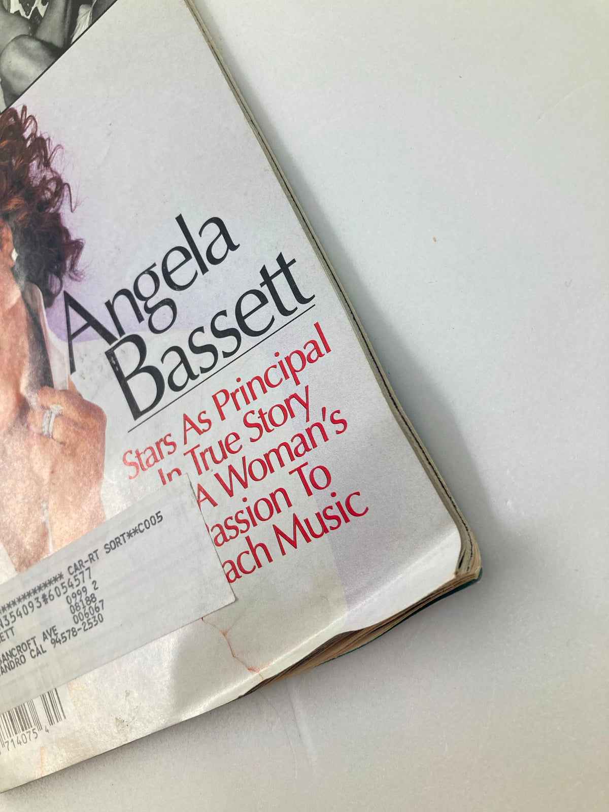 Close-up view of Jet Magazine November 1, 1999, Vol 97 #22 with Angela Bassett on the cover, showcasing her significance as the principal character in a featured story.