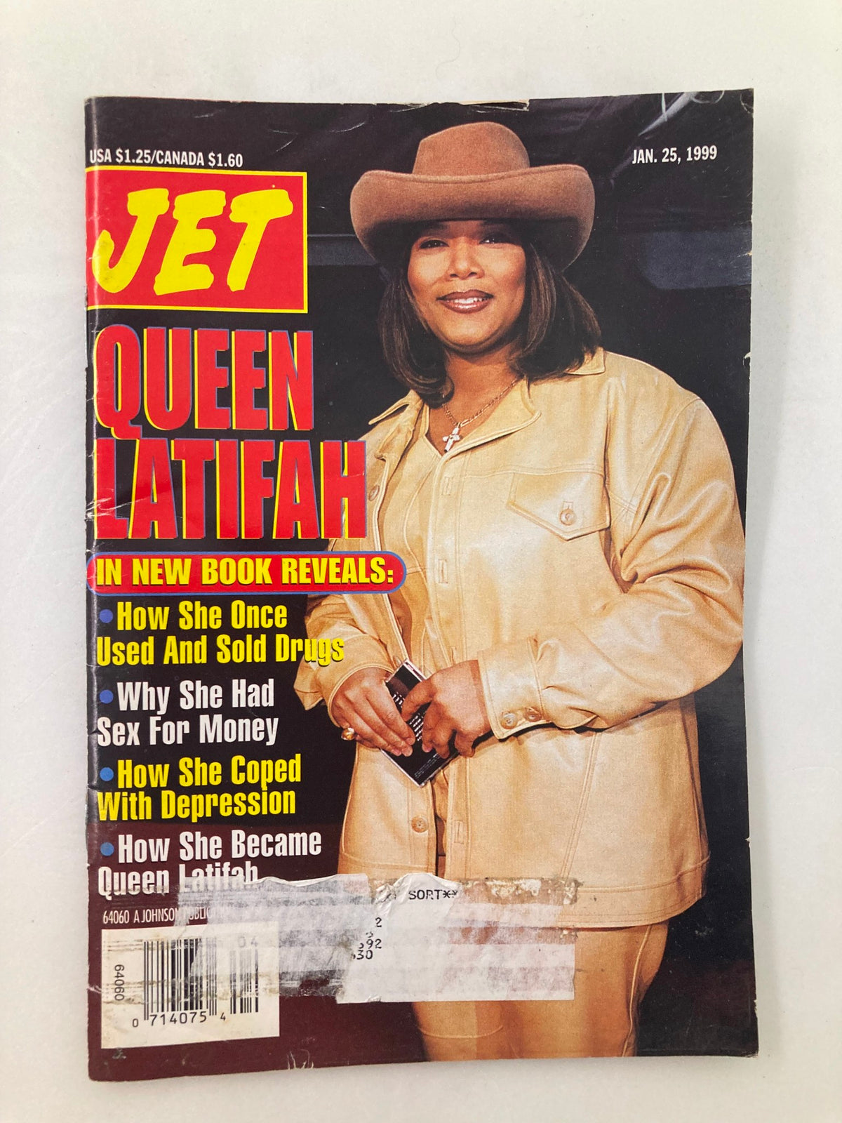 Cover of Jet Magazine January 25, 1999, Volume 95 Issue 8 featuring Queen Latifah discussing how she coped with depression.