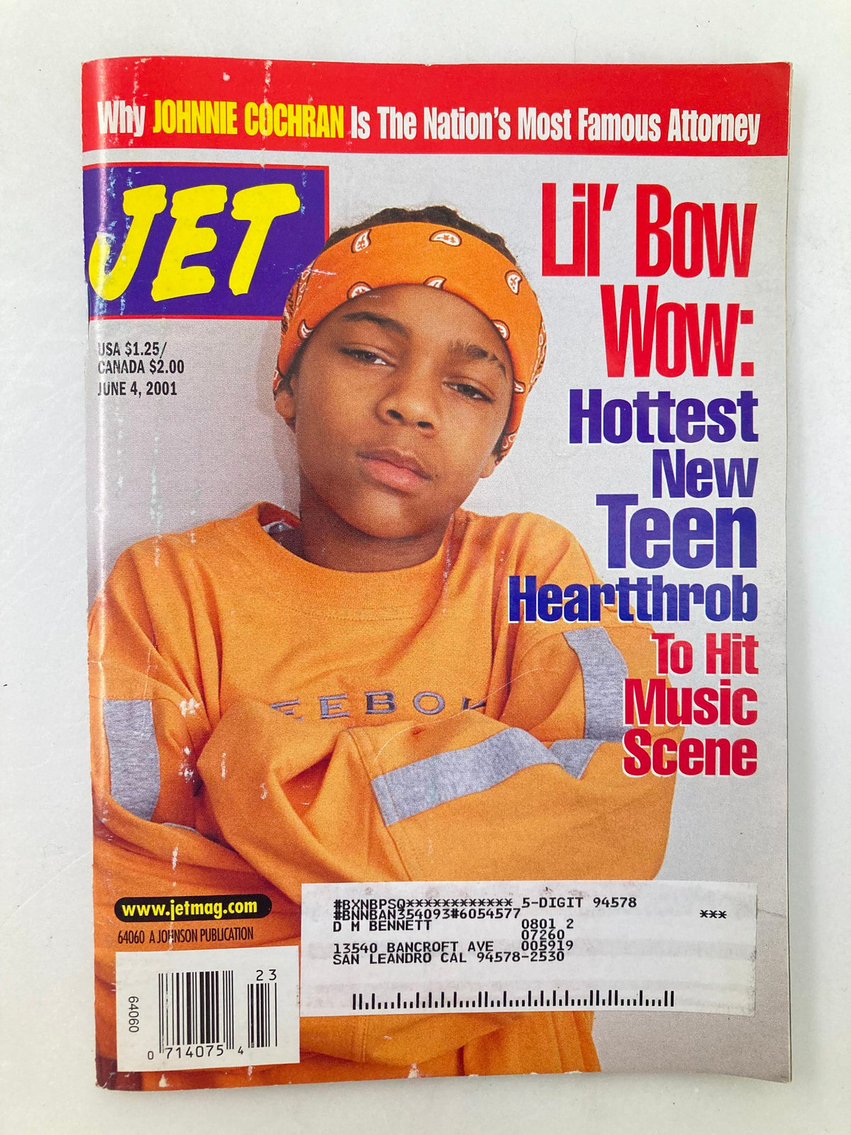Jet Magazine June 4 2001 Vol 99 #25 featuring Lil' Bow Wow on the cover, highlighting him as the hottest new teen heartthrob in the music scene.