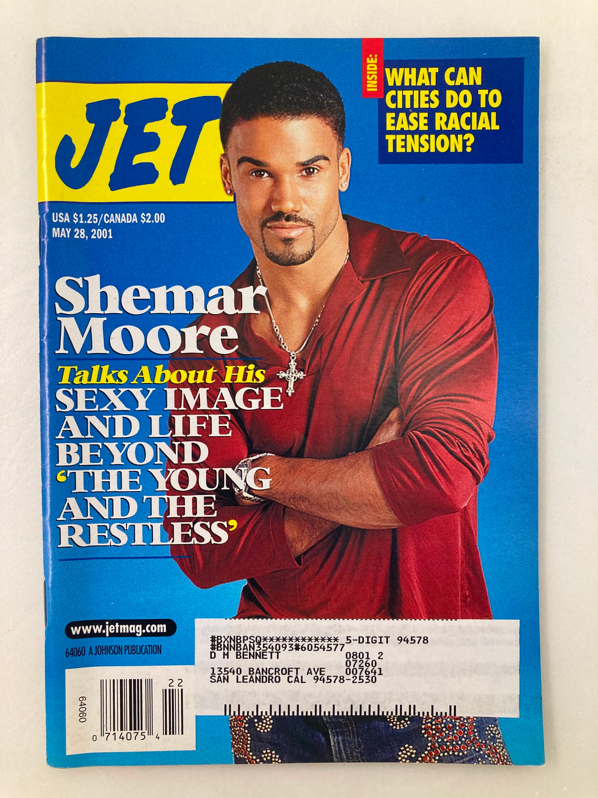 Jet Magazine May 28 2001 Vol 99 #24 featuring Shemar Moore on the cover, discussing his image and life beyond 'The Young and the Restless'. A vibrant magazine cover showcasing the star.