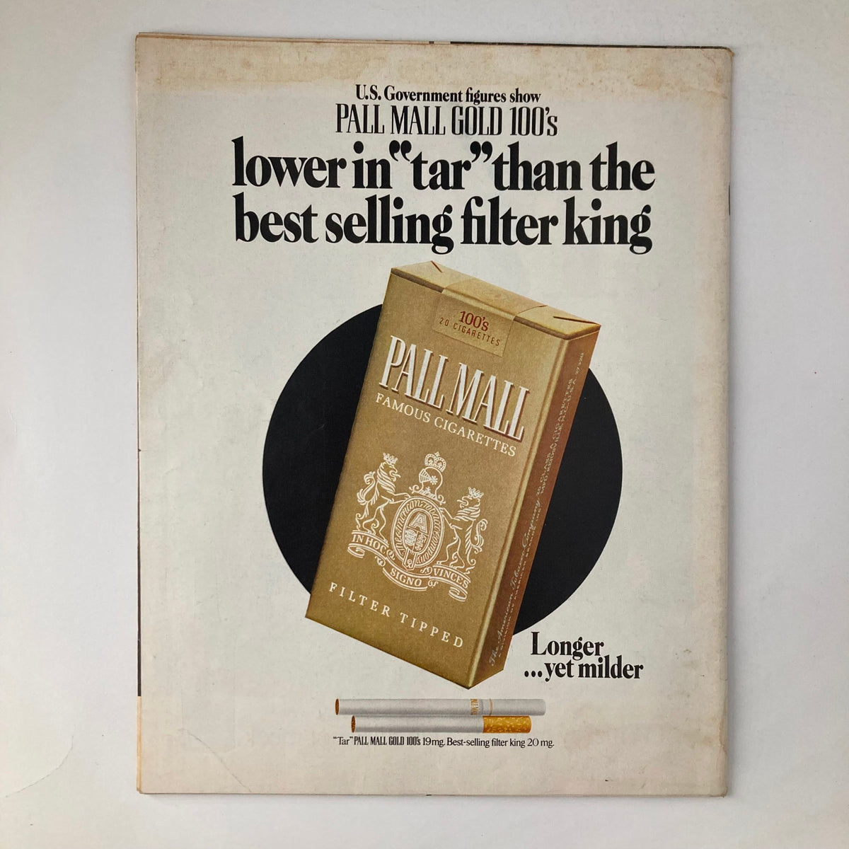 Advertisement page from VTG Life Magazine September 18, 1970 featuring Pall Mall Gold 100's cigarettes, emphasizing their lower tar content.