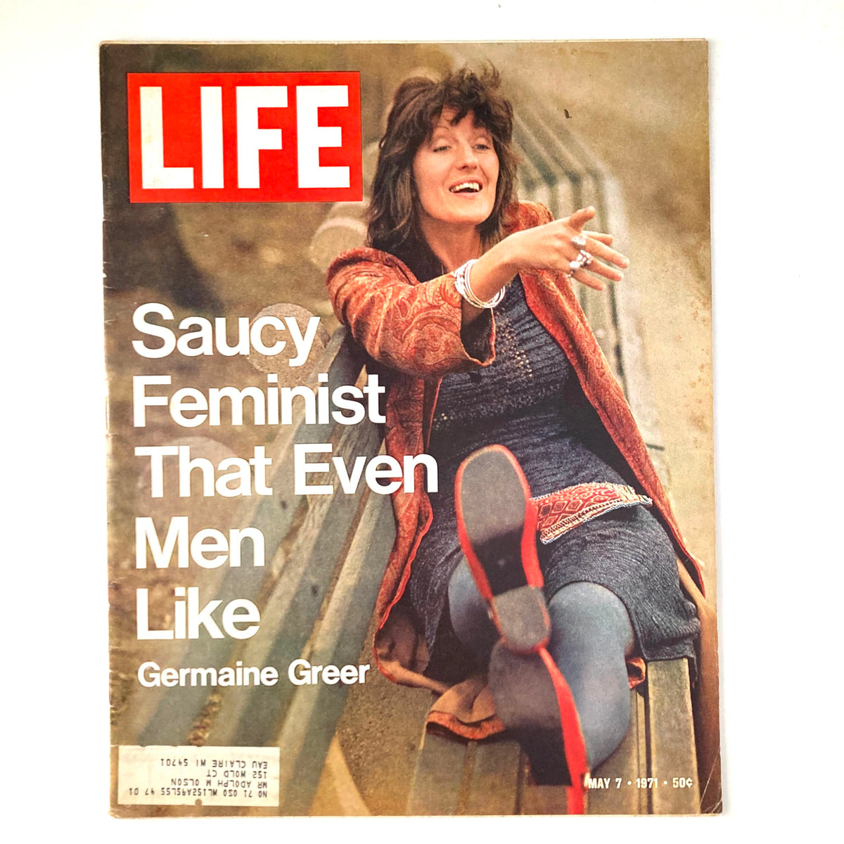 VTG Life Magazine May 7 1971 Vol 70 No. 17 cover featuring Germaine Greer, titled 'Saucy Feminist That Even Men Like', showcasing a bold portrayal of feminist themes.