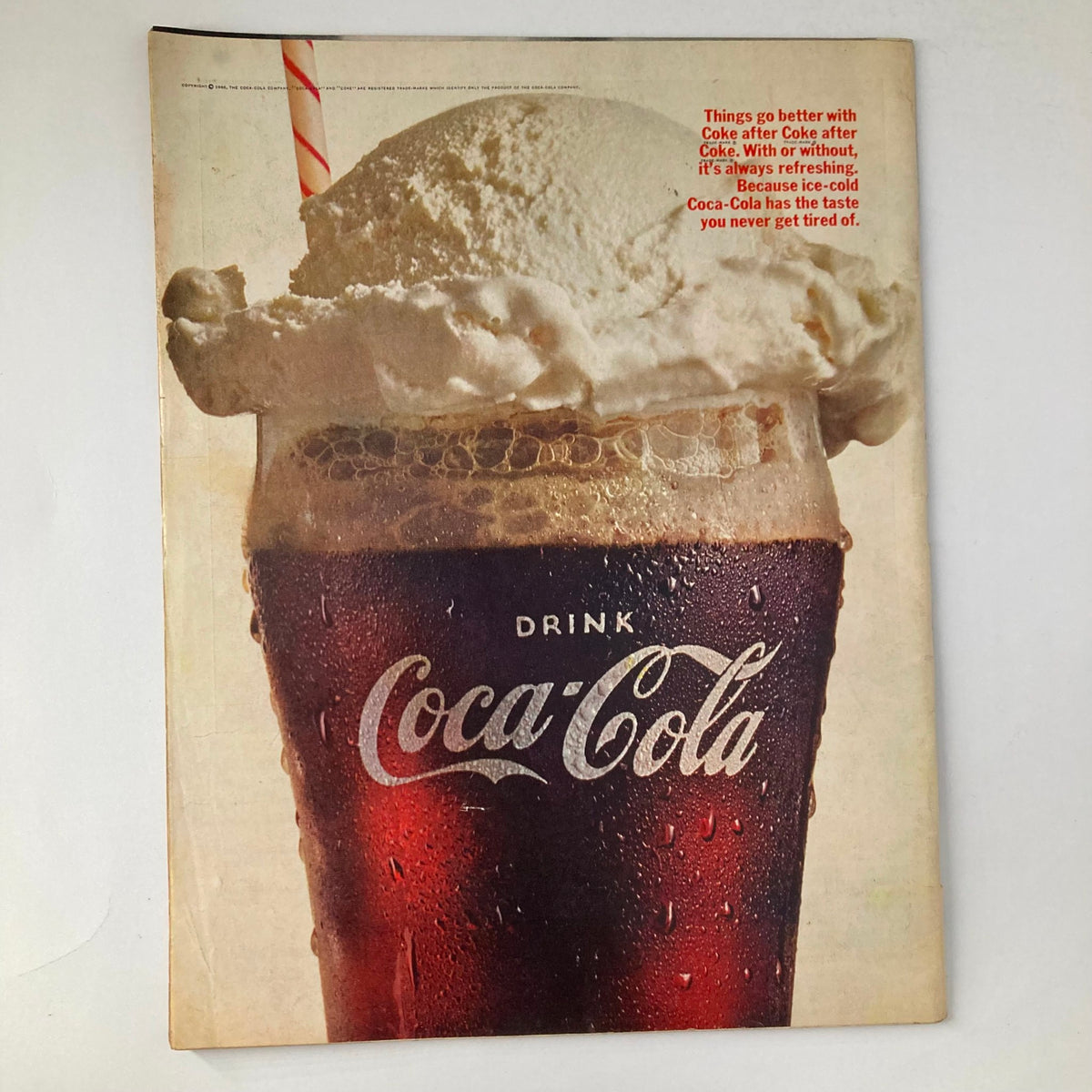 Advertisement page from VTG Life Magazine August 19, 1966 displaying a classic Coca-Cola drink, emphasizing the refreshing taste of Coca-Cola.