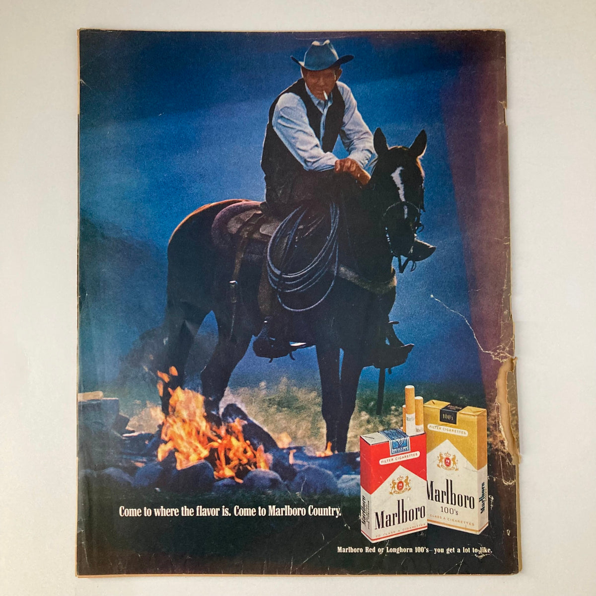 Back cover of VTG Life Magazine, April 24, 1970, featuring a Marlboro advertisement with a cowboy on horseback, emphasizing vintage magazine advertising.