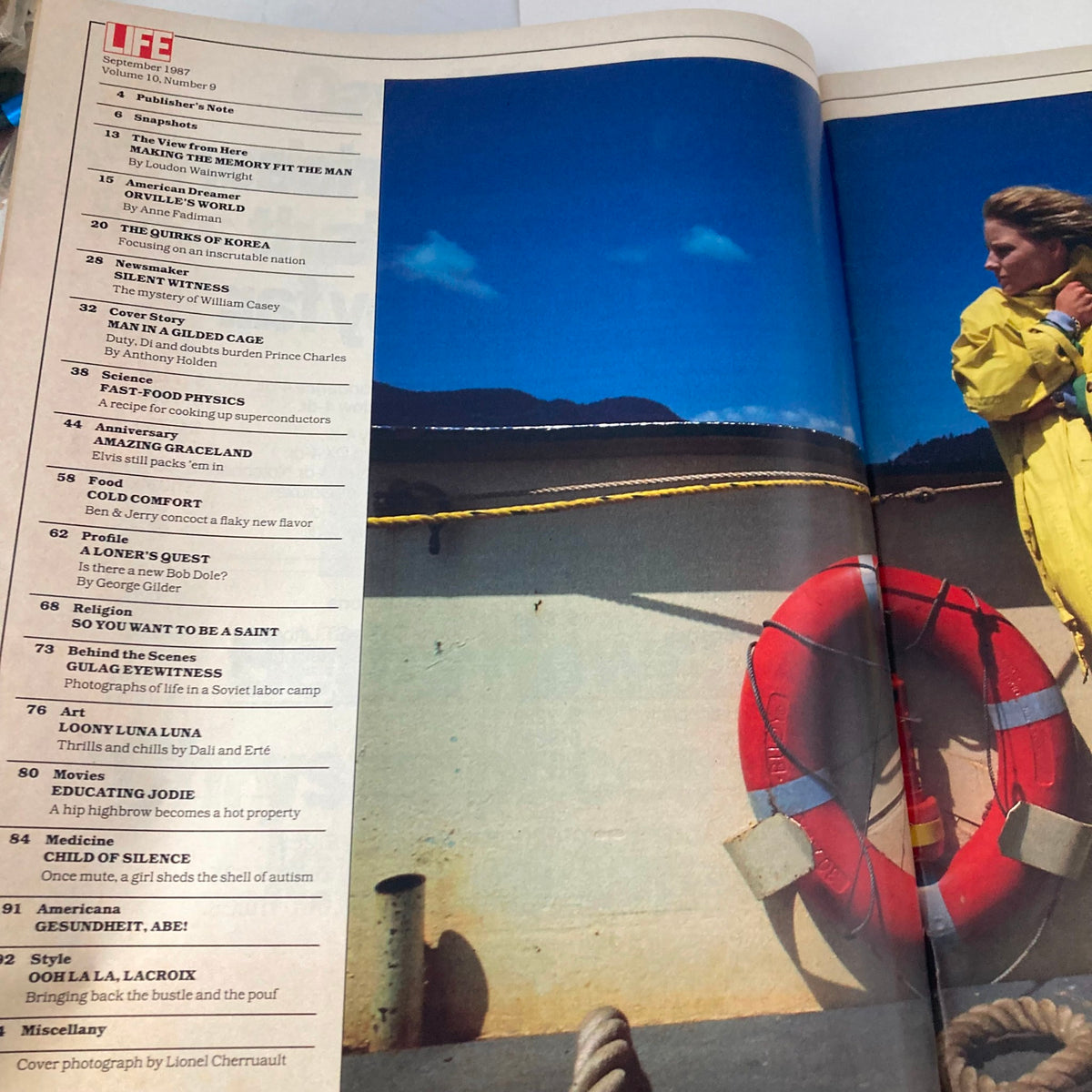 Interior page of VTG Life Magazine September 1987, showcasing table of contents including articles such as 'The View from Here' and features reflecting the events and society of the time.