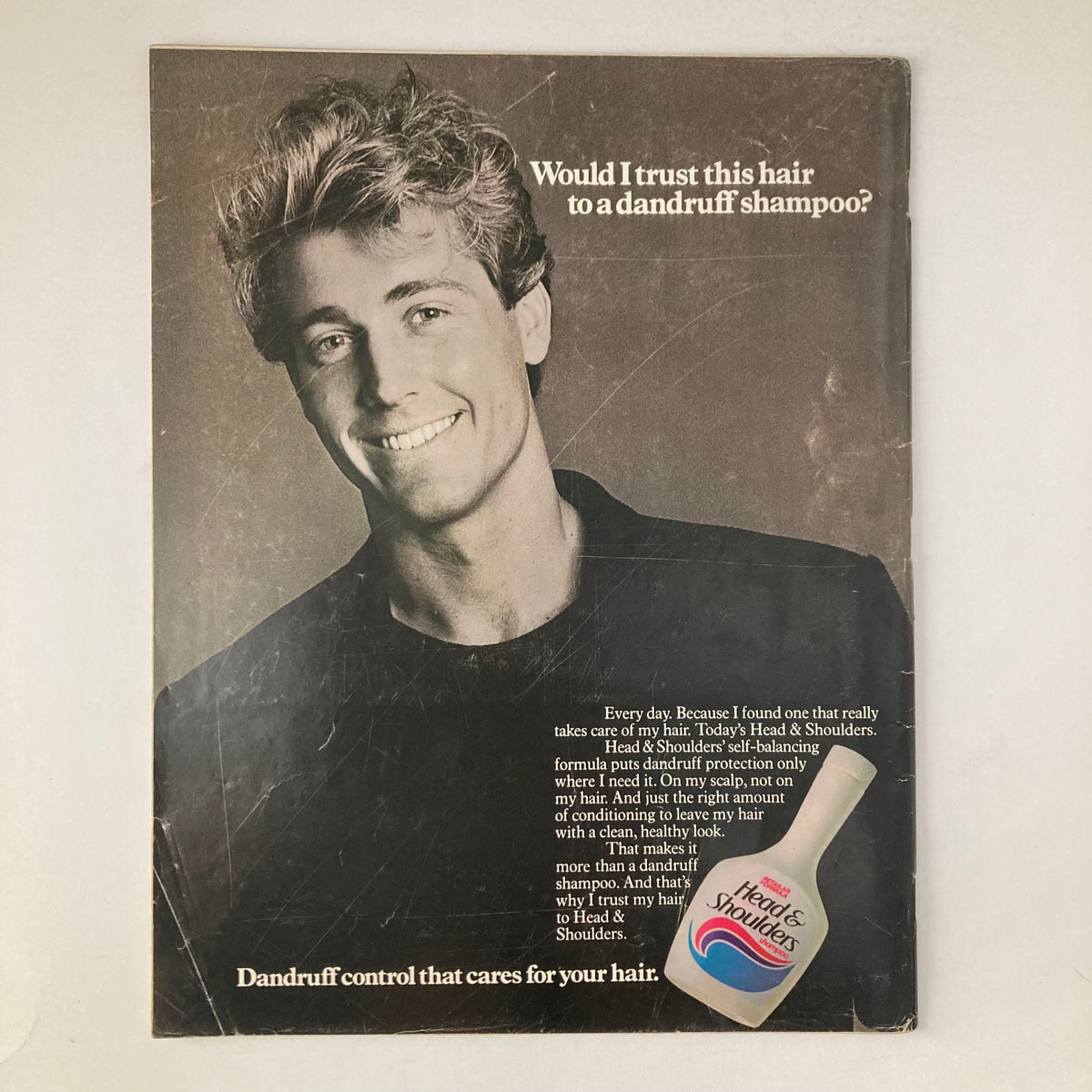 Back cover of VTG Life Magazine August 1985, featuring a vintage advertisement for Head & Shoulders dandruff shampoo with a smiling model.