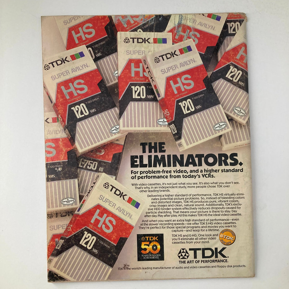 Back cover of VTG Life Magazine December 1986, Vol 9 No. 13 displaying an advertisement for TDK video cassettes, representing 1980s technology and media.