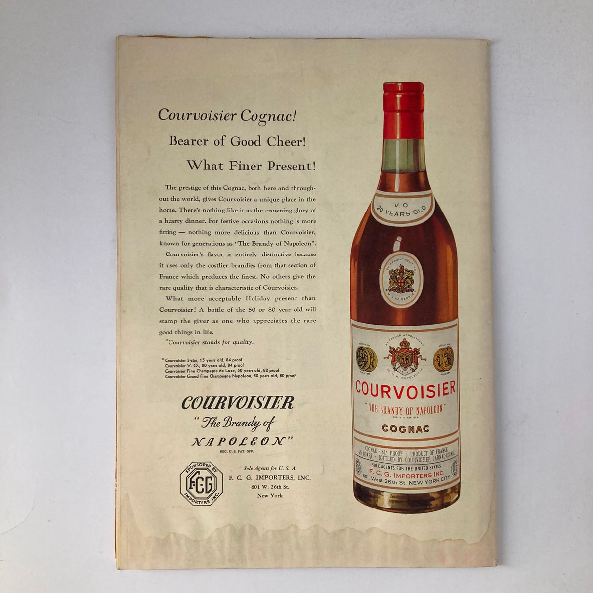 VTG Stage Magazine December 1936 with a Courvoisier Cognac advertisement, promoting the brand as 'The Brandy of Napoleon'.