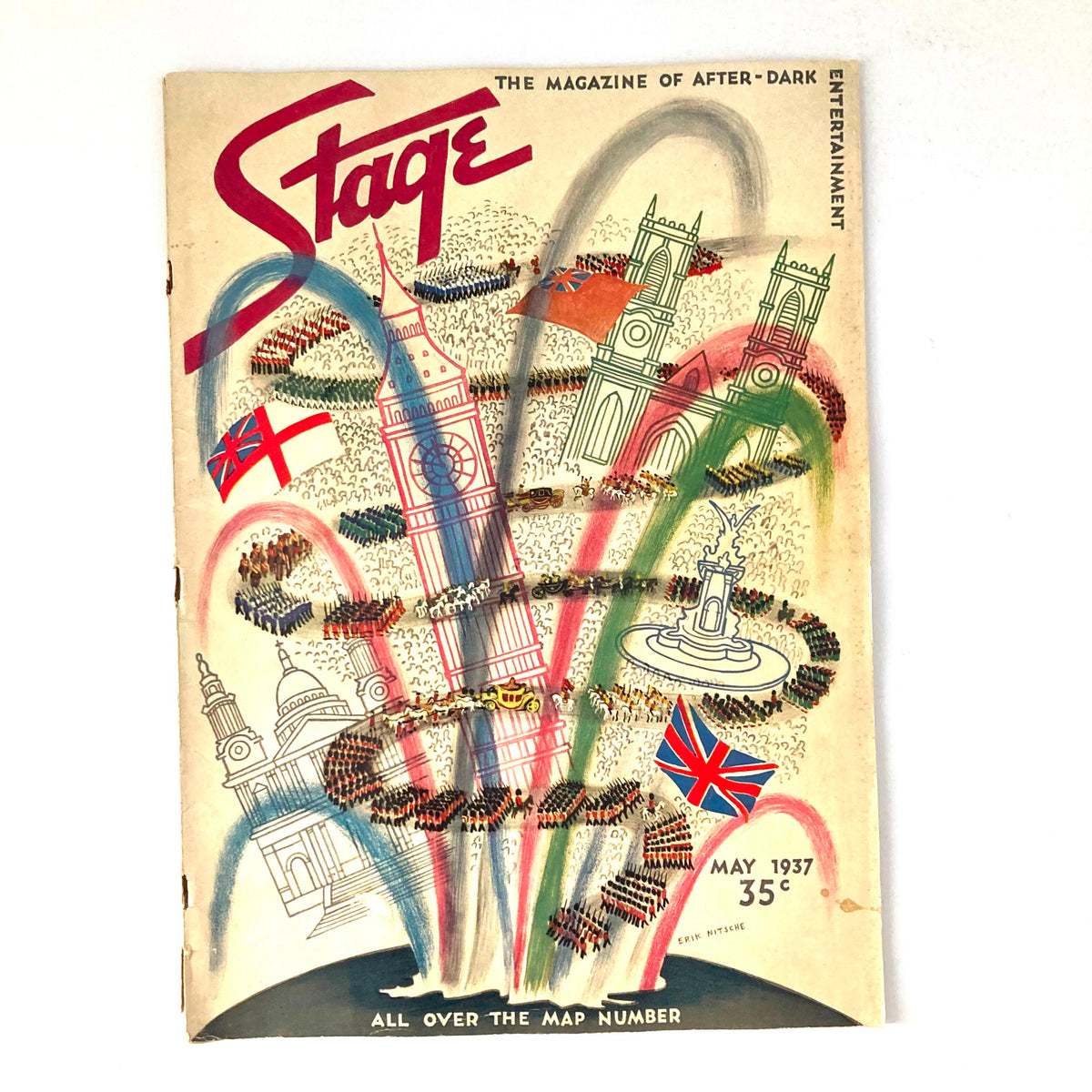 Vintage Stage Magazine May 1937 All Over The Map Number - Erik Nitsche No Label