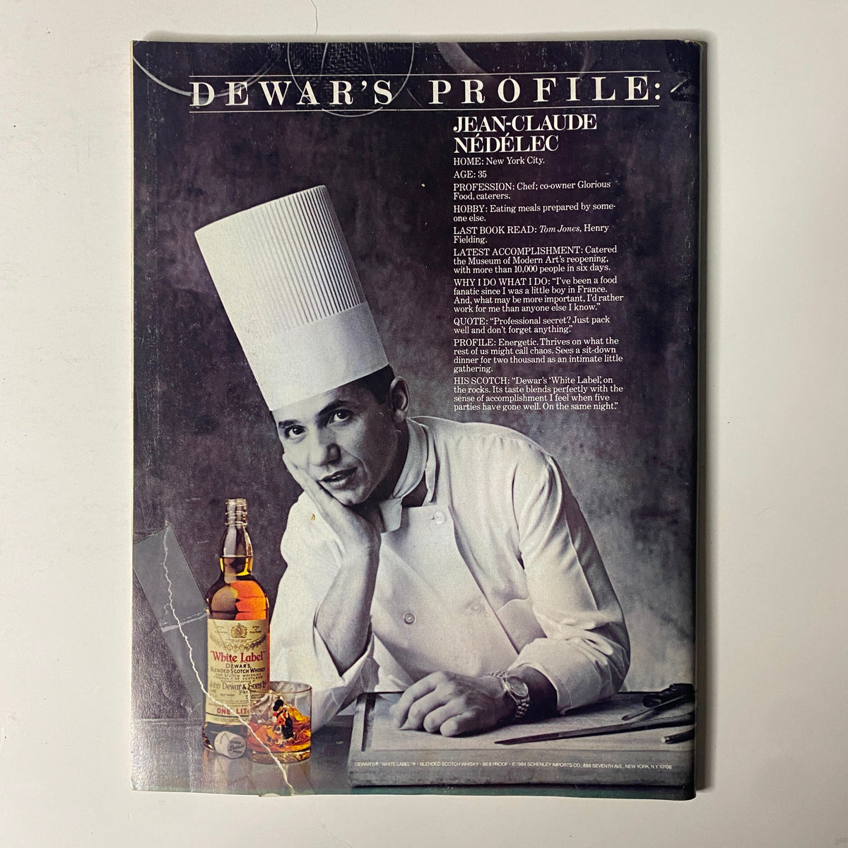 Cover of Forbes Magazine January 28, 1985 highlighting Dewar's Profile featuring chef Jean-Claude Nédélec, an illustration important for vintage magazine collectors.