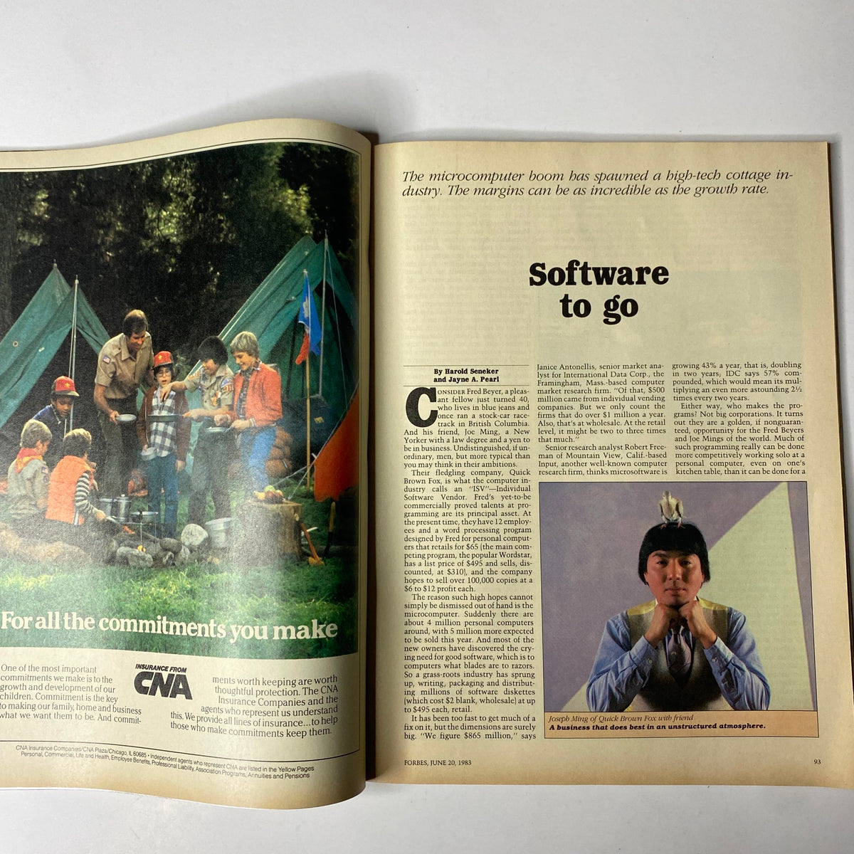 Interior page of Forbes Magazine June 20, 1983 with an article titled Software to go discussing the microcomputer boom.