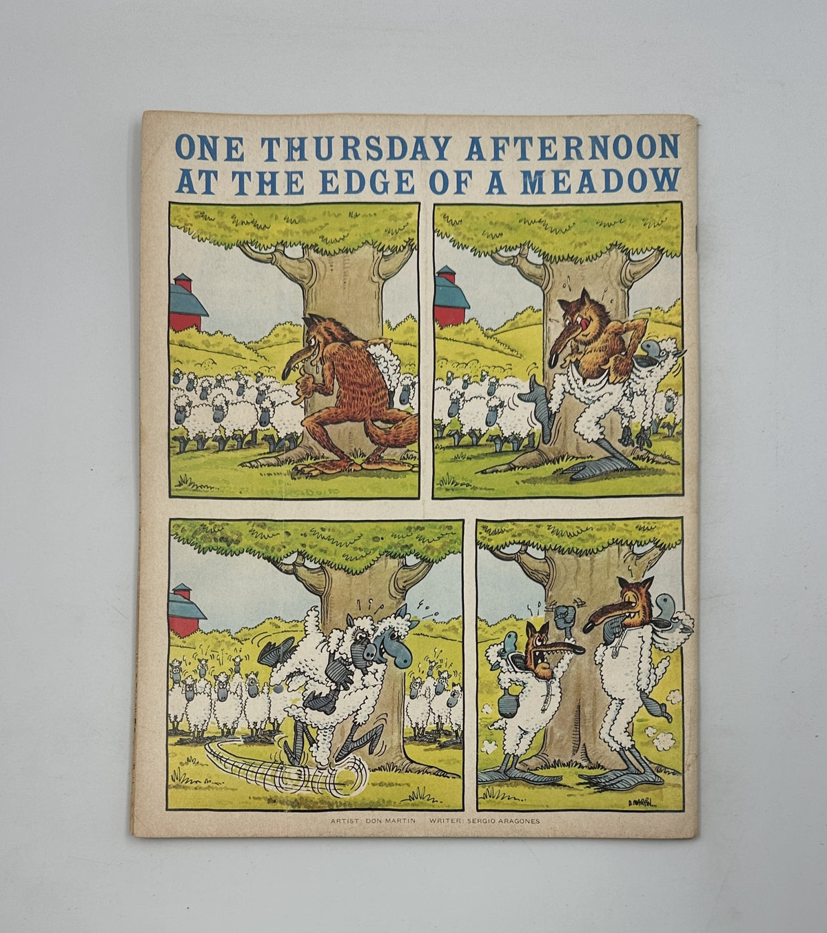 Illustrated story titled 'One Thursday Afternoon at the Edge of a Meadow' featured in MAD Magazine No. 201, September 1978, showcasing whimsical artwork by Don Martin.