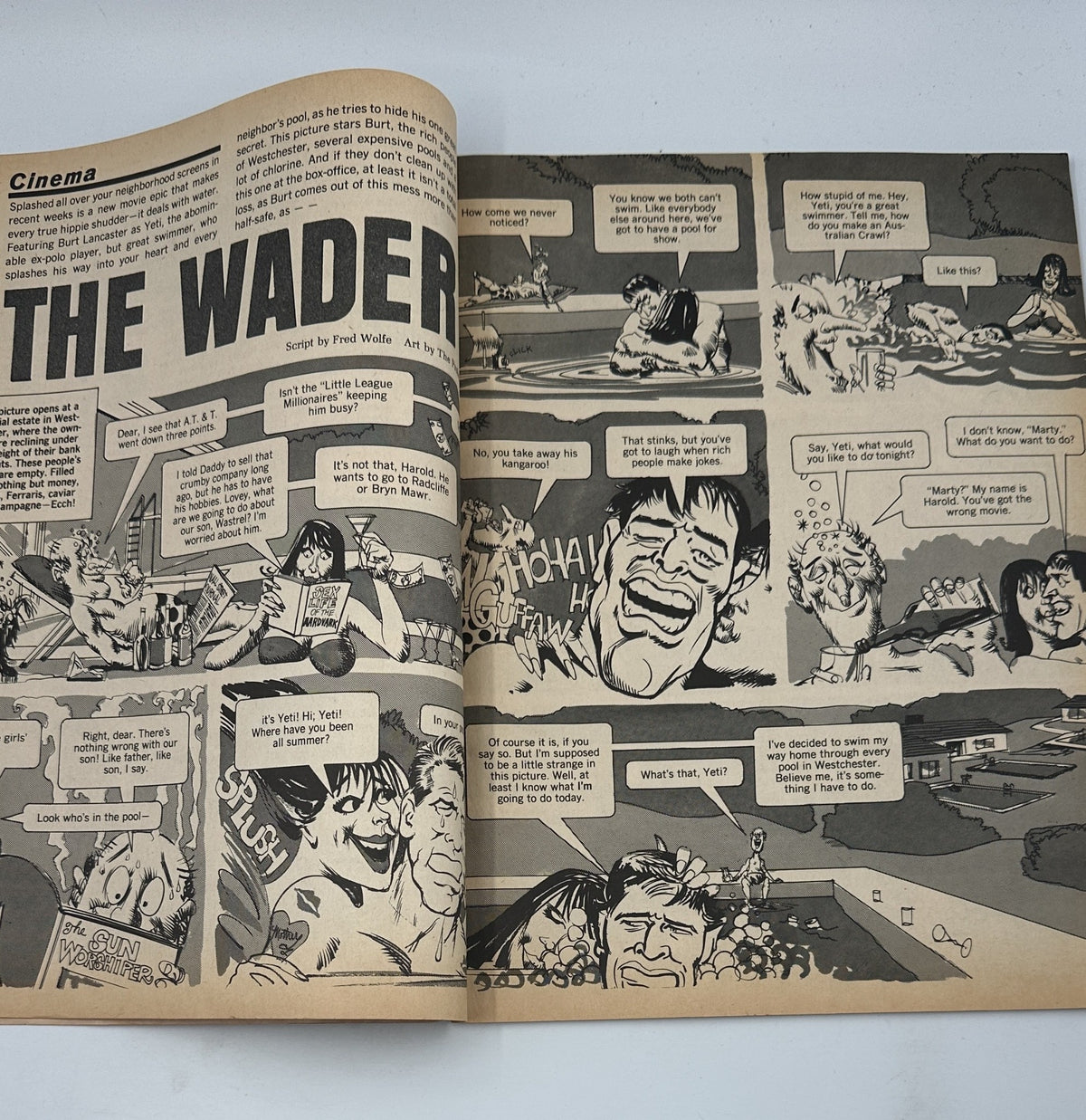 Comic strip from Sick Magazine No. 65, February 1969 titled 'The Wader,' filled with entertaining dialogue and cartoonish characters.