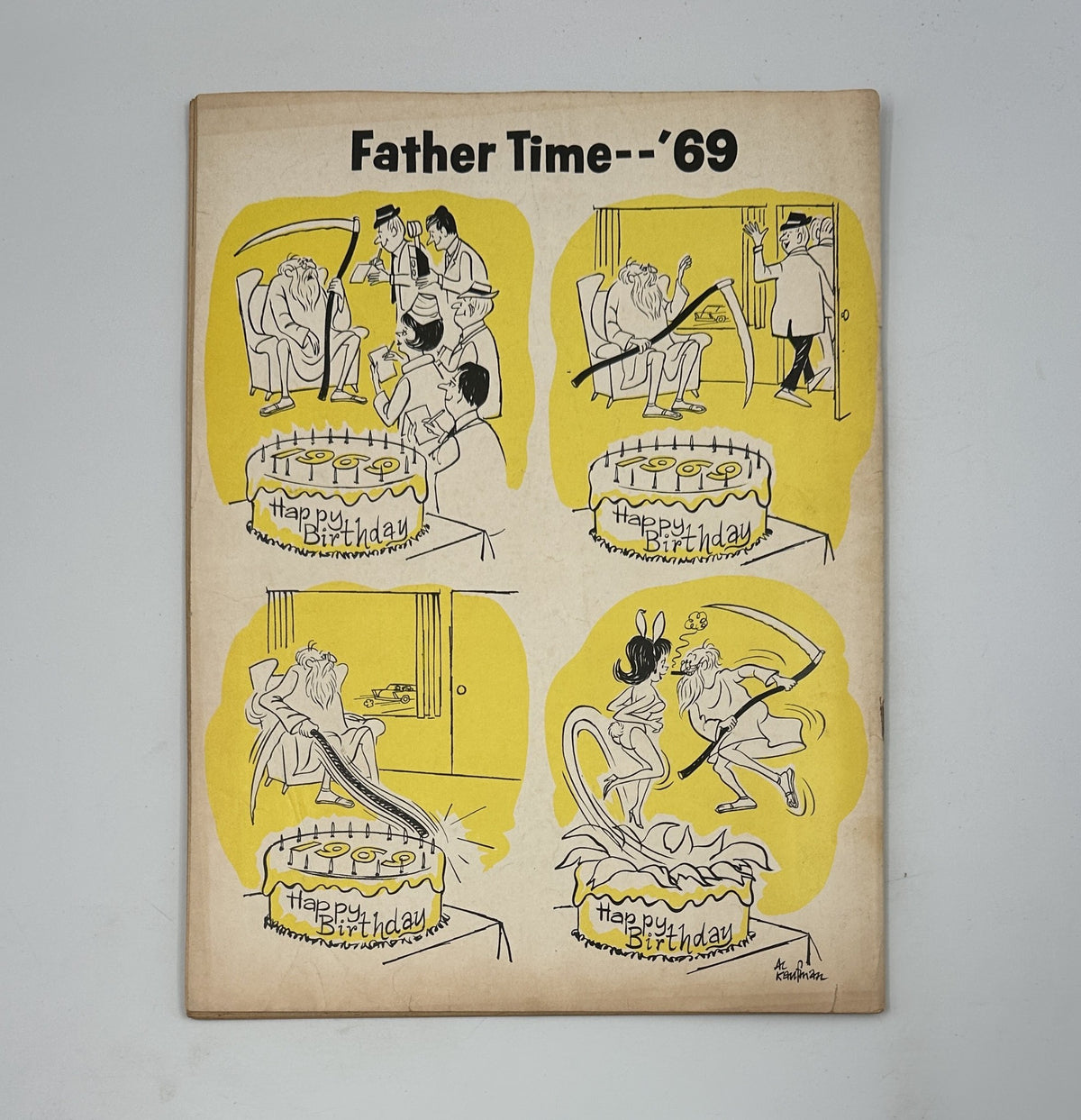 Cover page of Sick Magazine No. 65 February 1969, titled 'Father Time--’69', depicting cartoon characters celebrating a birthday with humorous illustrations and festive themes.