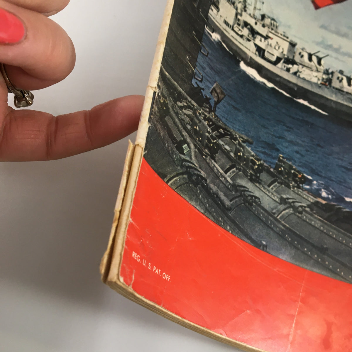 Close-up view of the spine of VTG Life Magazine July 2, 1945, showing wear characteristic of vintage collections, highlighting its authenticity.