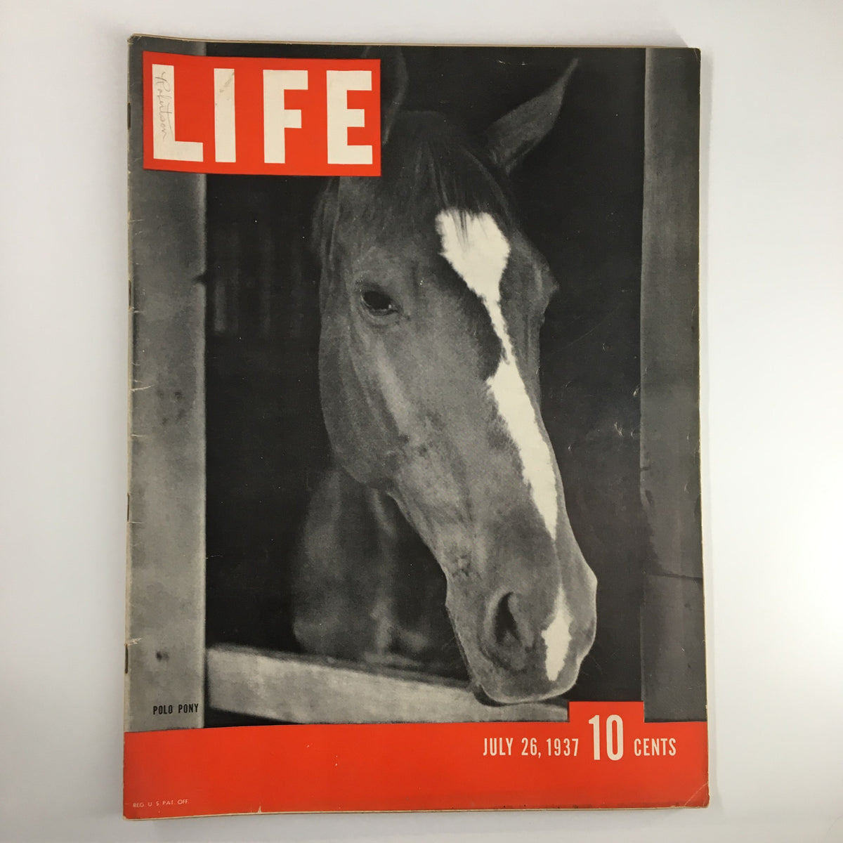 Vintage Life Magazine cover from July 26, 1937 featuring a Polo Pony, highlighting the iconic design and nostalgic appeal of this historical publication. Perfect for collectors and lovers of vintage memorabilia.