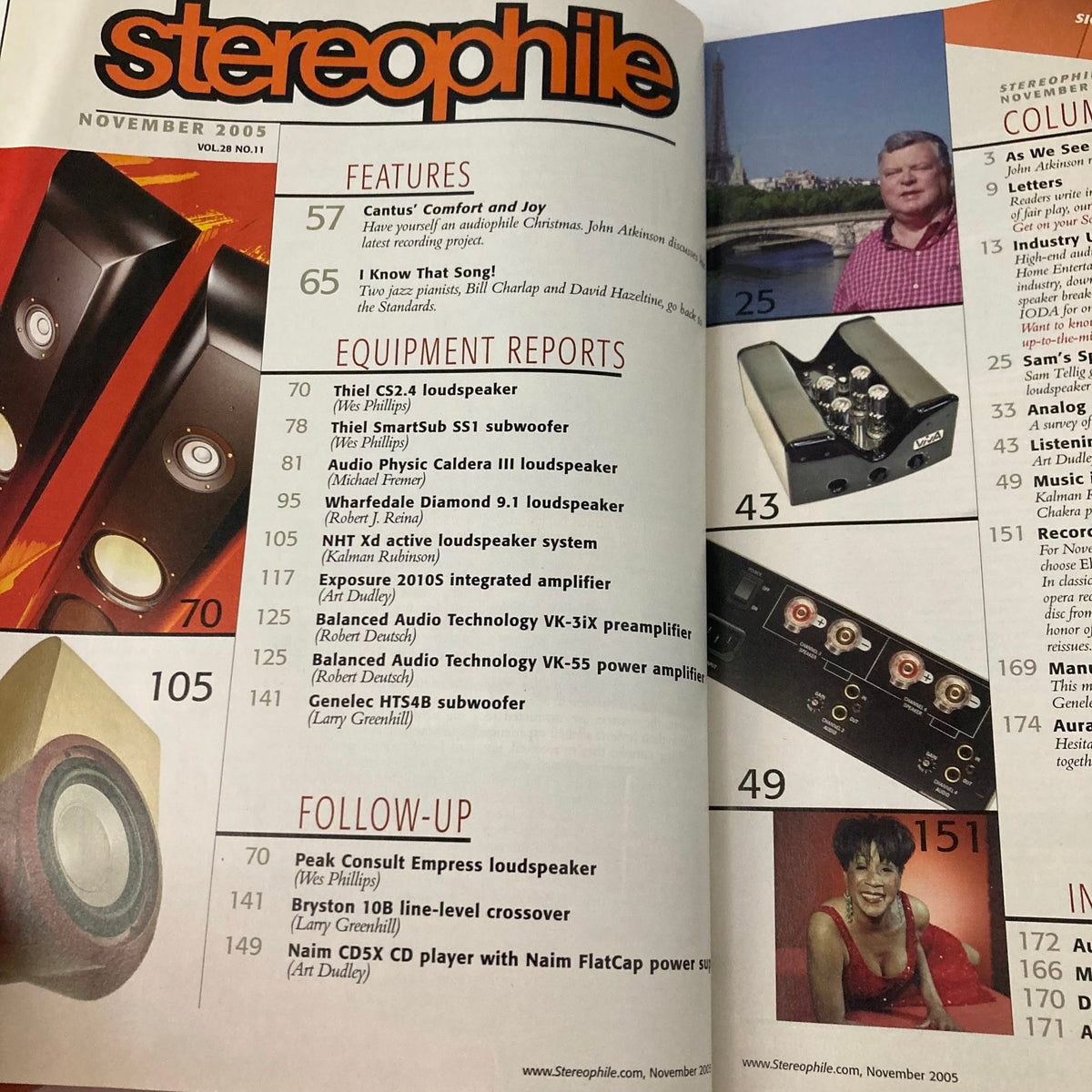 Stereophile Magazine November 2005 featuring the Clarity of Sound CS2.4 Loudspeaker in an article about high-end audio equipment.