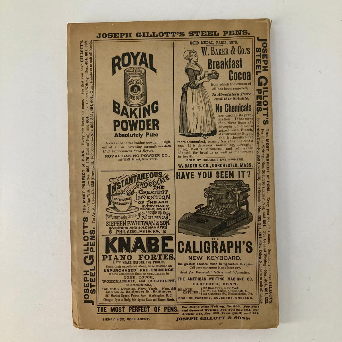 Cover page of the VTG Lippincott's Magazine August 1892 titled 'Royal Baking Powder' showcasing advertisements and illustrations typical of the era, reflecting cultural and literary themes from the late 19th century.