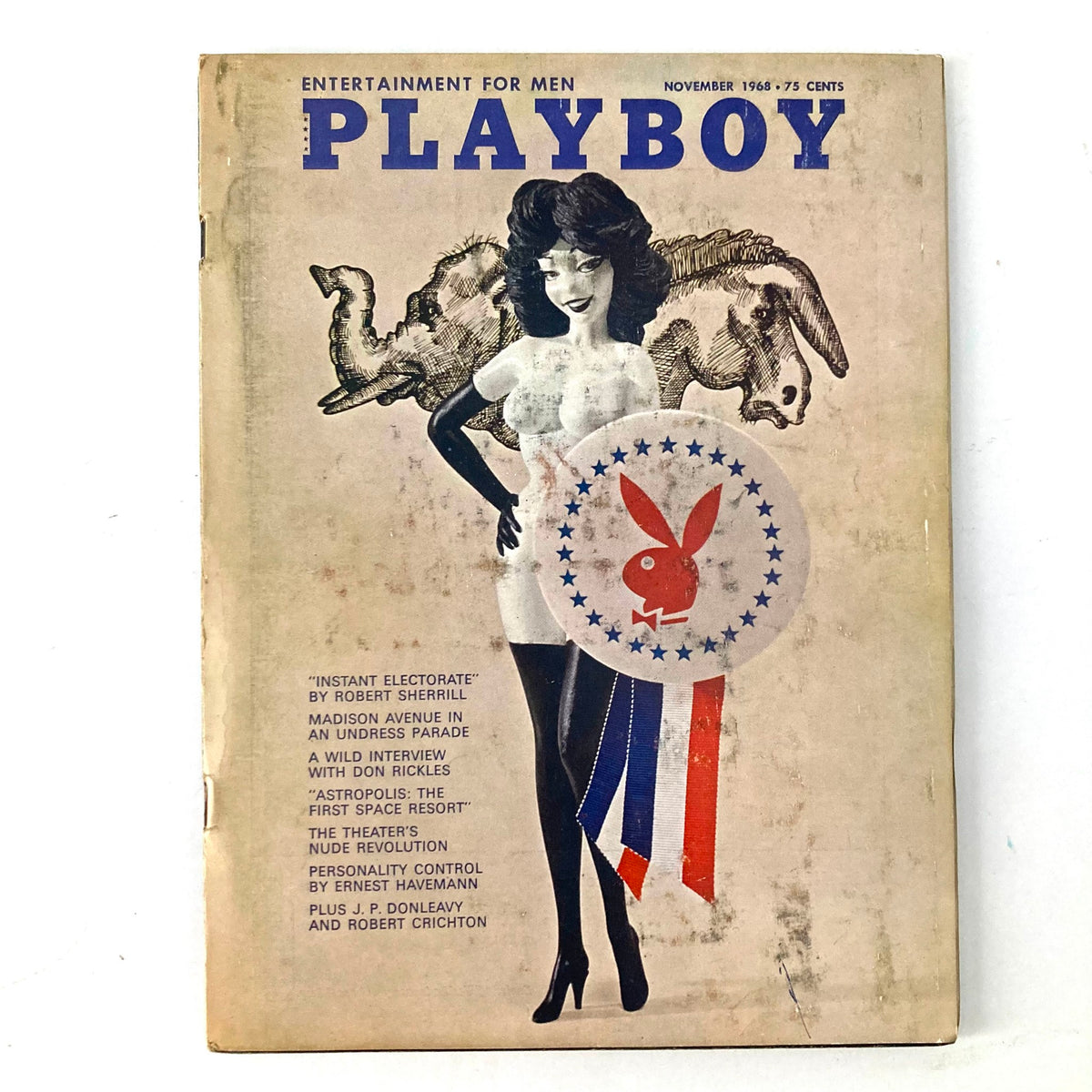 VTG Playboy Magazine November 1968 cover featuring a stylized illustration and the iconic Playboy logo, capturing the essence of 1960s pop culture.