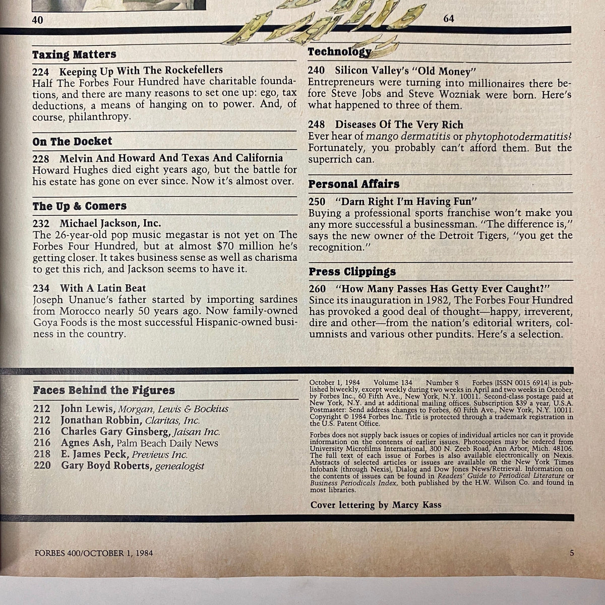 Forbes Magazine October 1, 1984 The 400 Richest People in America