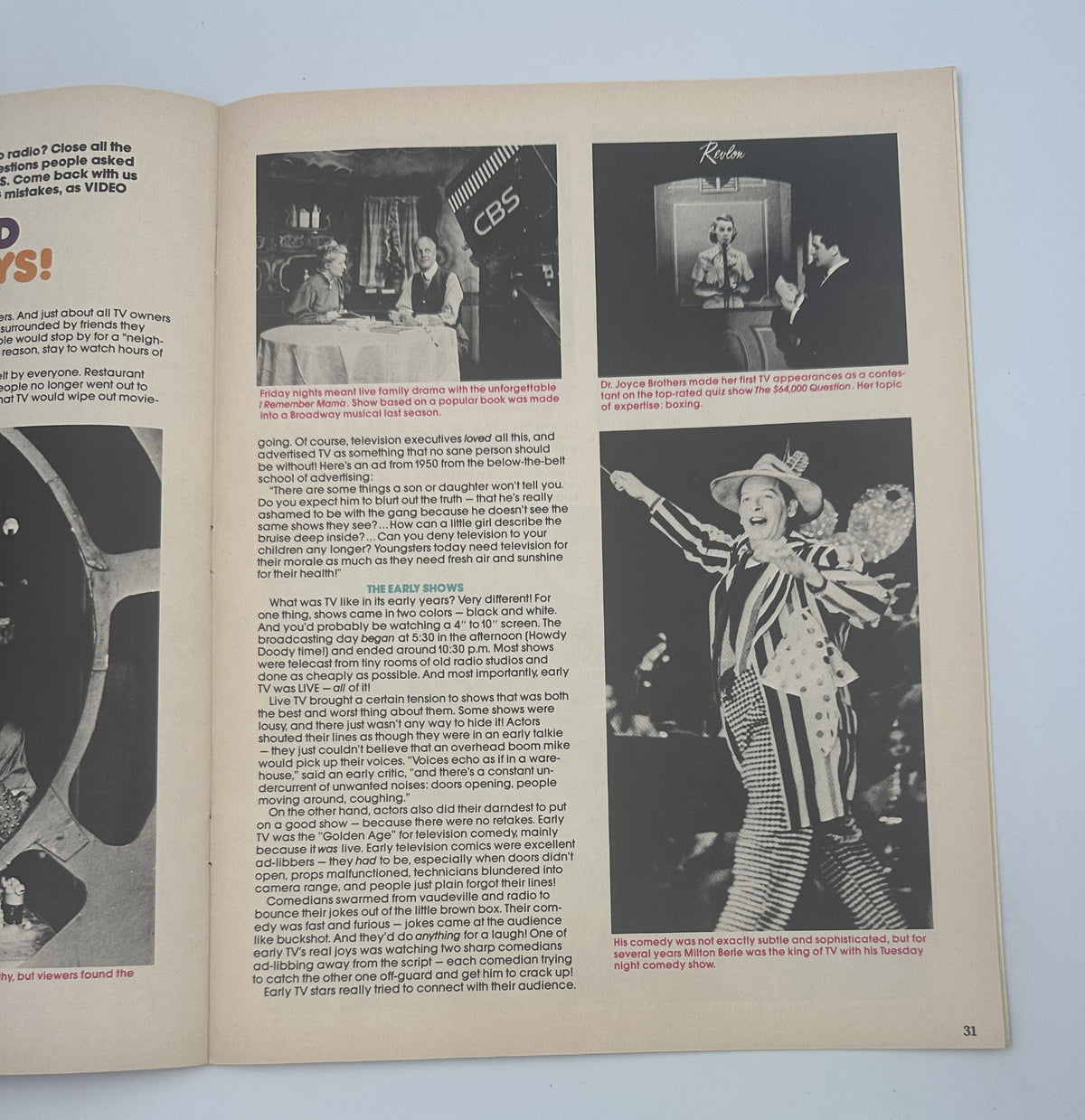 Bananas Magazine No. 33 Star Trek The Movie Cover presenting a classic TV segment discussing television history, including elements from The Ed Sullivan Show.