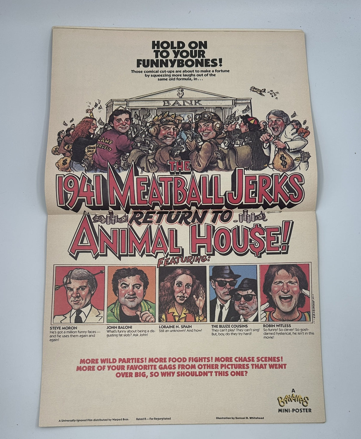 Promotional mini-poster in Bananas Magazine No. 36 featuring 'The 1941 Meatball Jerks' with characters and highlights from the comedy scene.