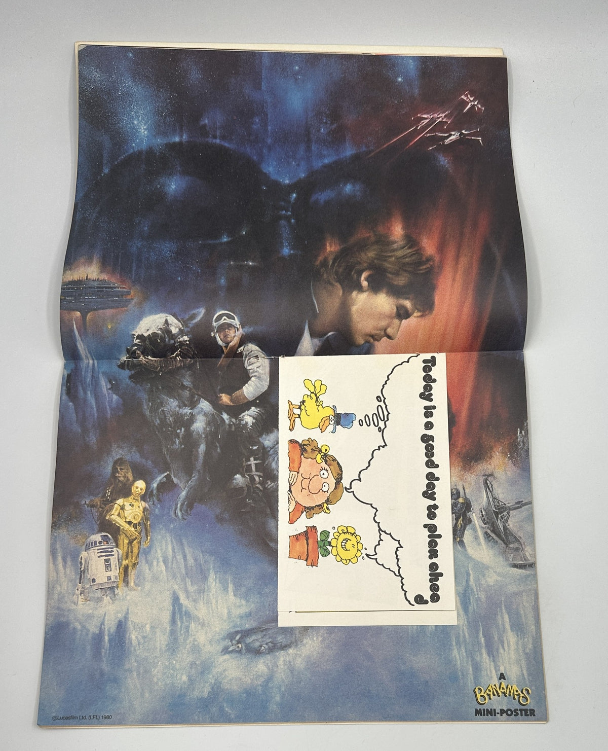 Mini-poster included in Bananas Magazine No. 39 depicting a sci-fi scene with characters reminiscent of Star Wars.