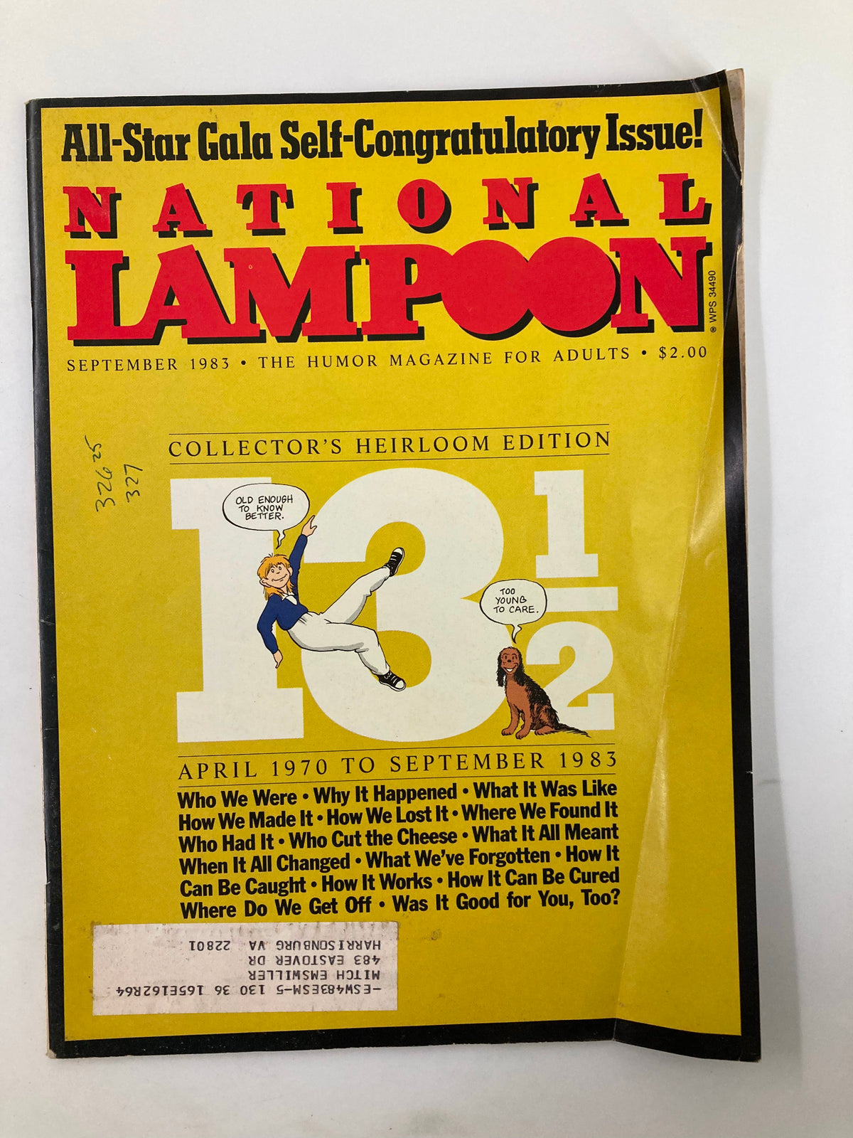 Cover of National Lampoon Humor Magazine September 1983, Collector's Heirloom Edition with bright yellow background featuring humorous illustrations and text.