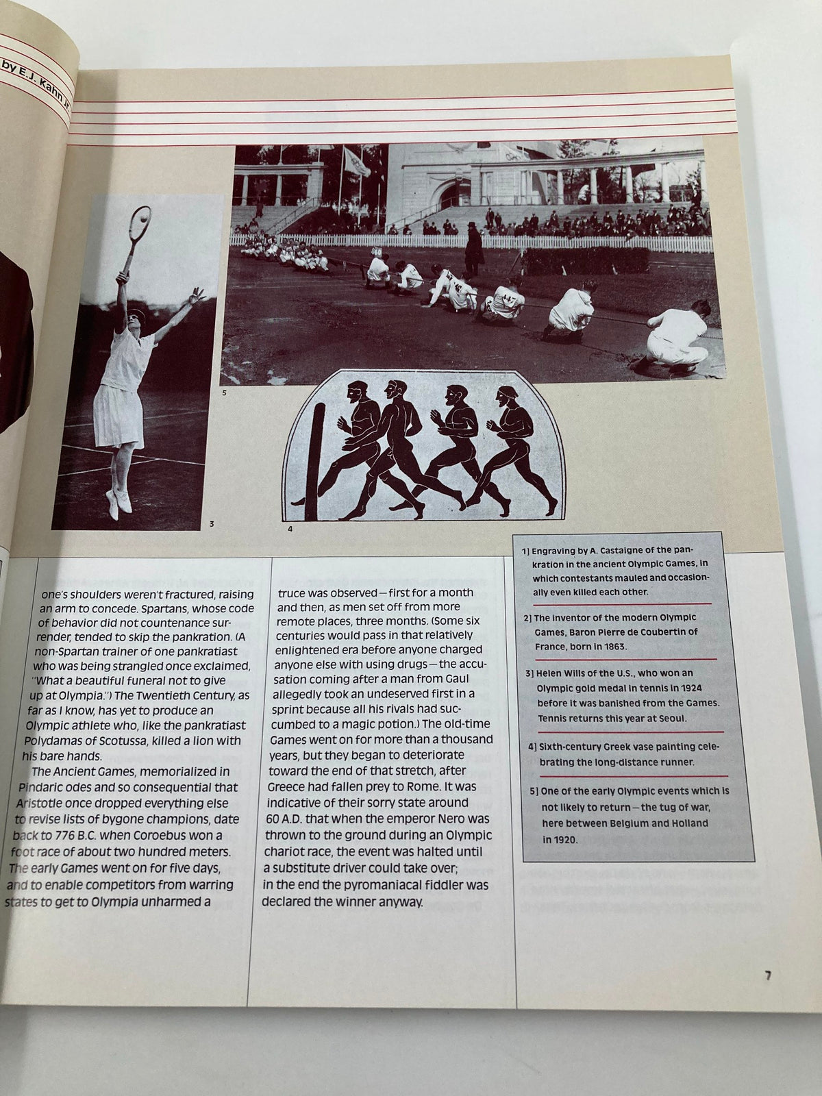 VTG 1988 Olympic Games Seoul Official NBC Viewer's Guide image showing a historical tennis match and Olympic athlete runners in action.