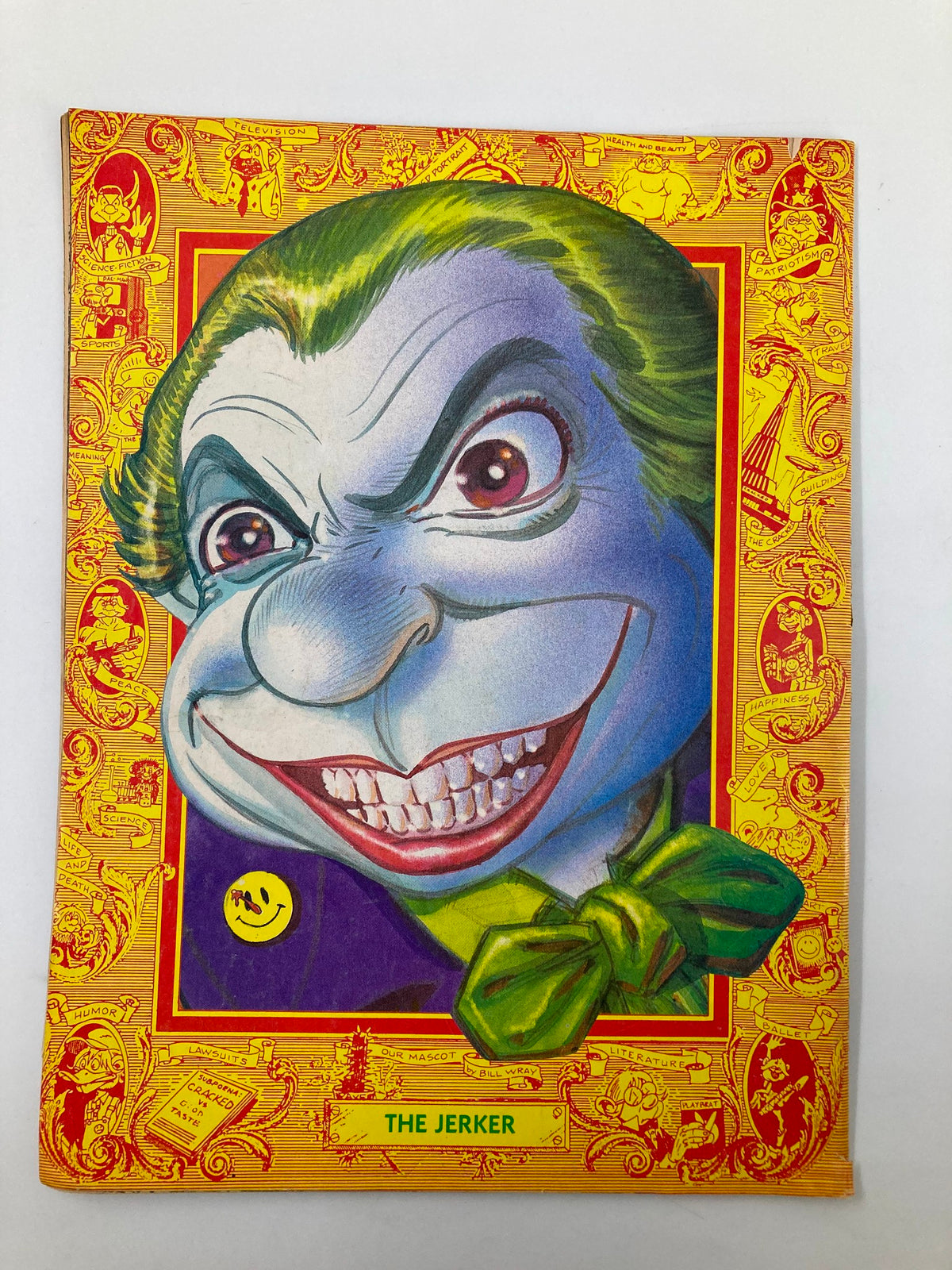 Back cover of Cracked Humor Magazine October 1989 featuring an illustration of The Joker, highlighting the humor and art style of the publication.