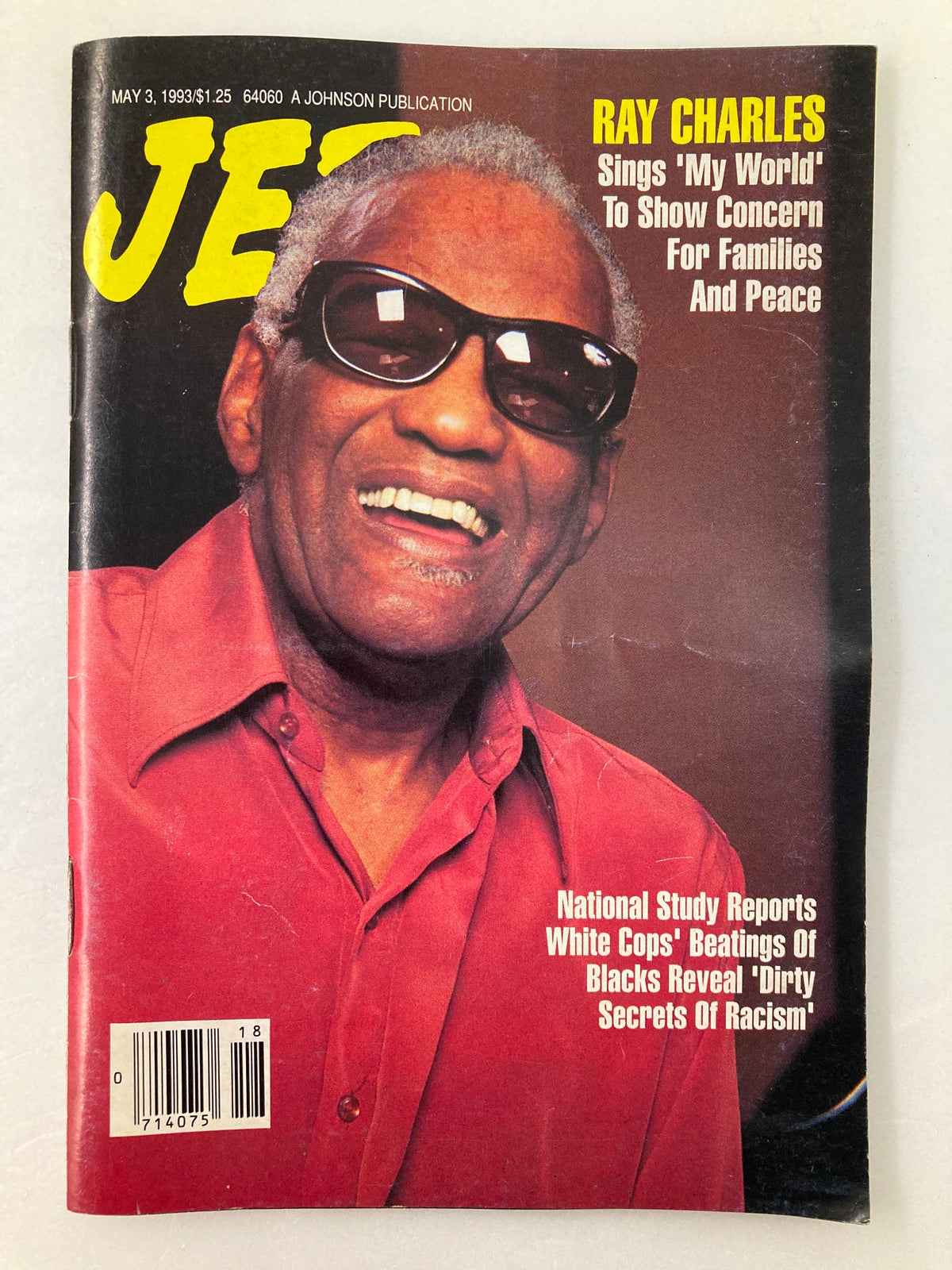 Cover of VTG Jet Magazine May 3, 1983, Vol 84 #1 featuring Ray Charles, who sings 'My World' with headlines about families and peace.